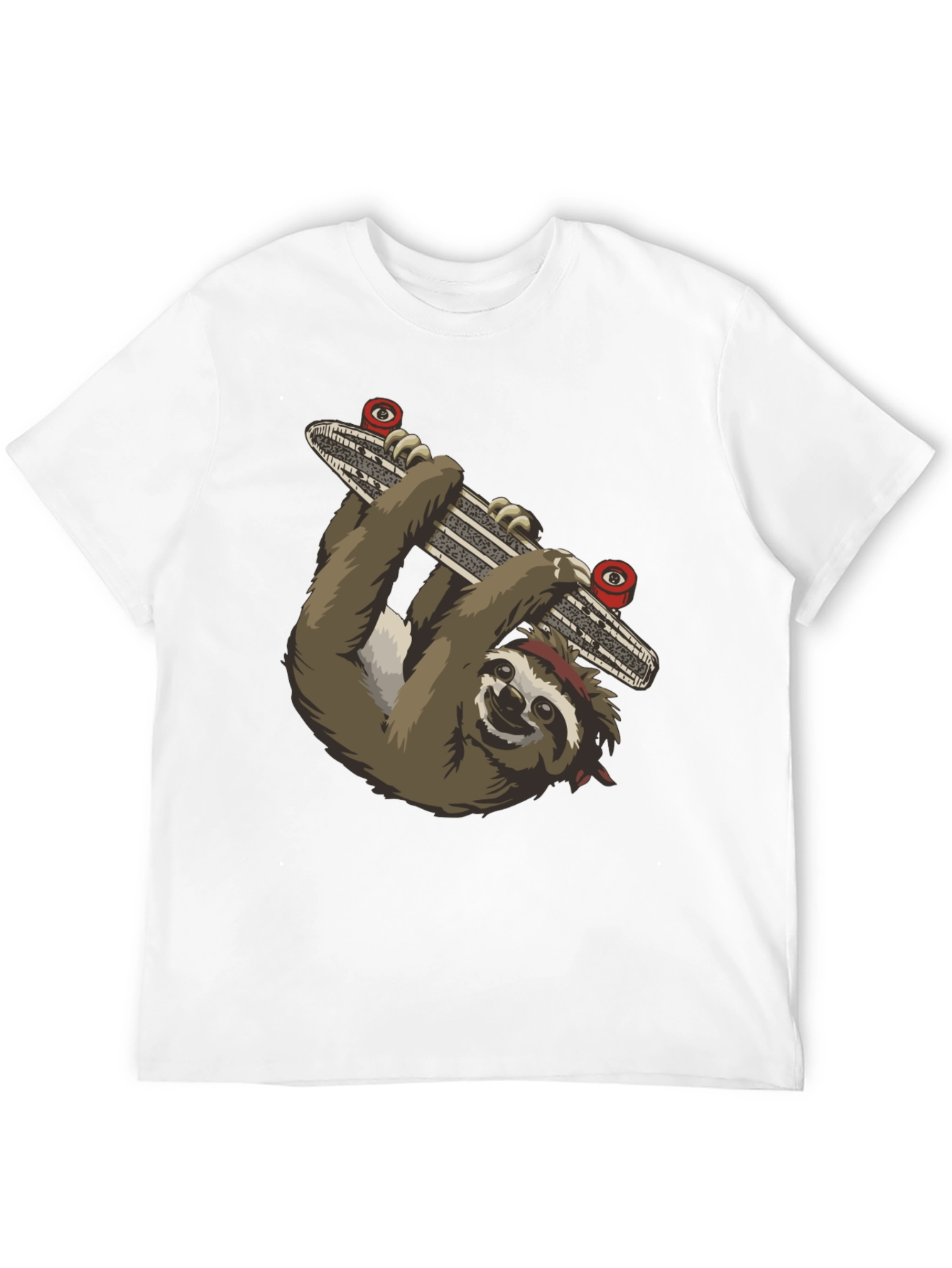 Sloth Skateboarder Graphic Tee - Black Cotton T-Shirt