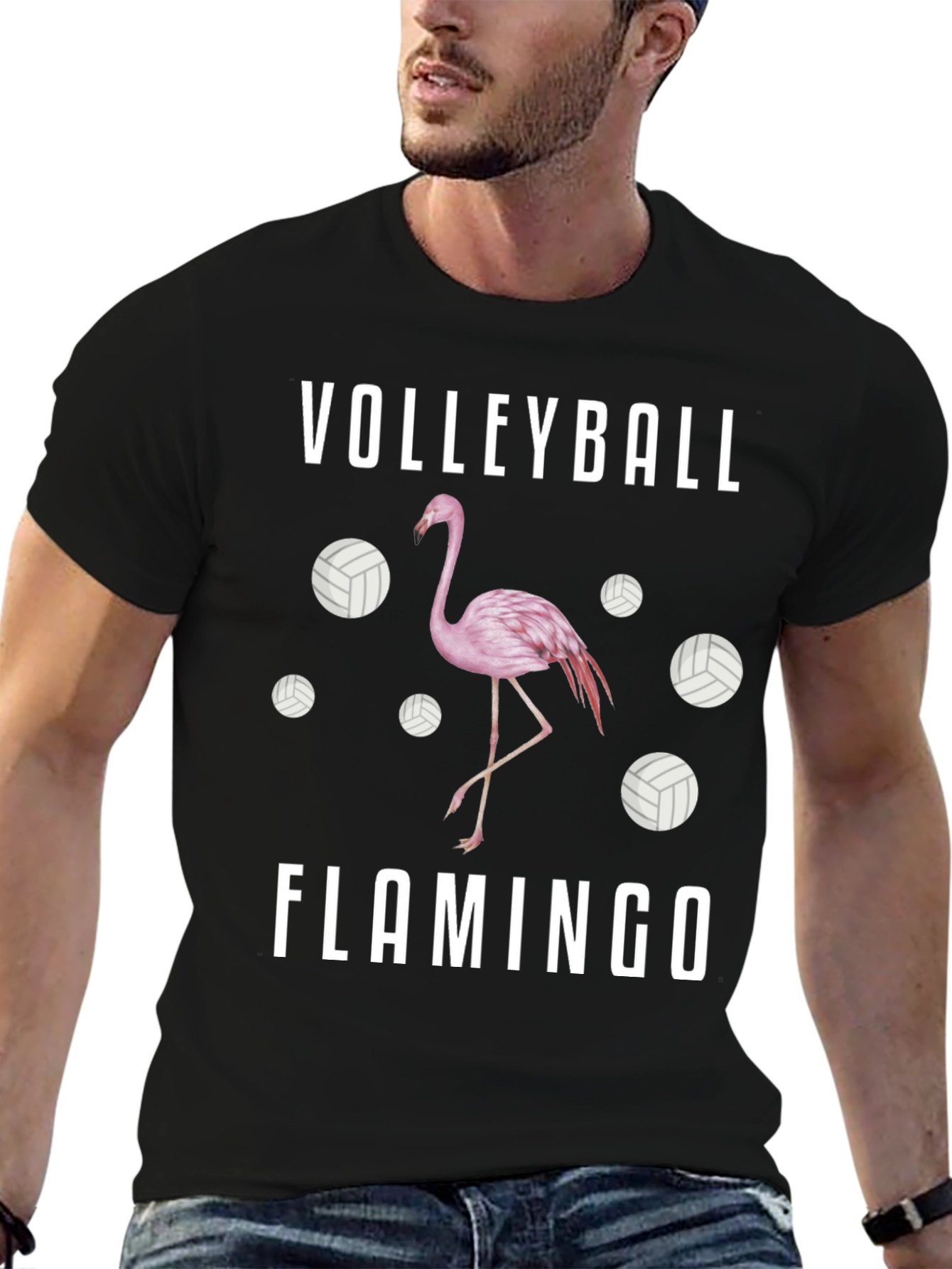 Volleyball Flamingo Graphic T-Shirt