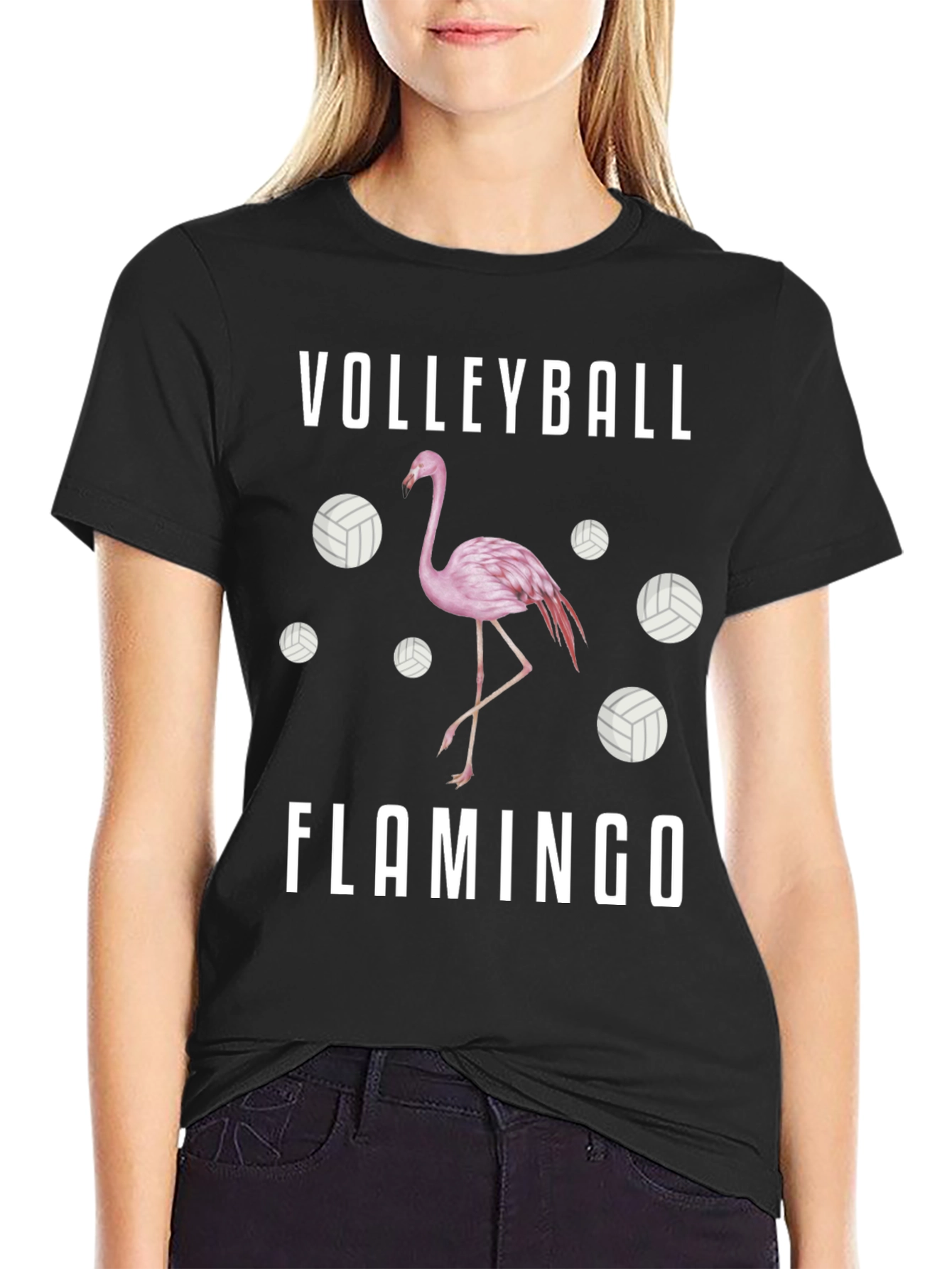 Volleyball Flamingo Graphic T-Shirt