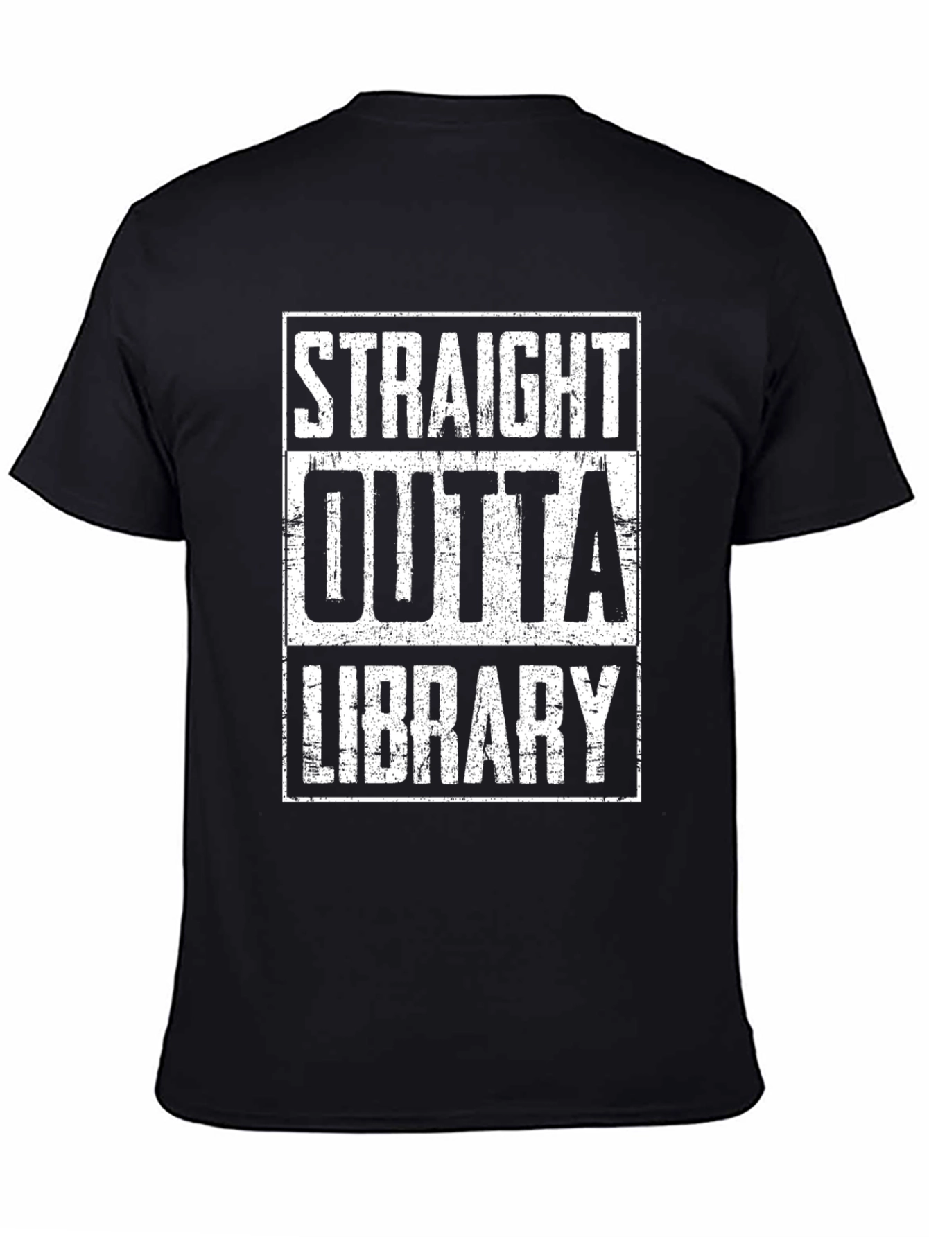 Straight Outta Library Black Graphic T-Shirt