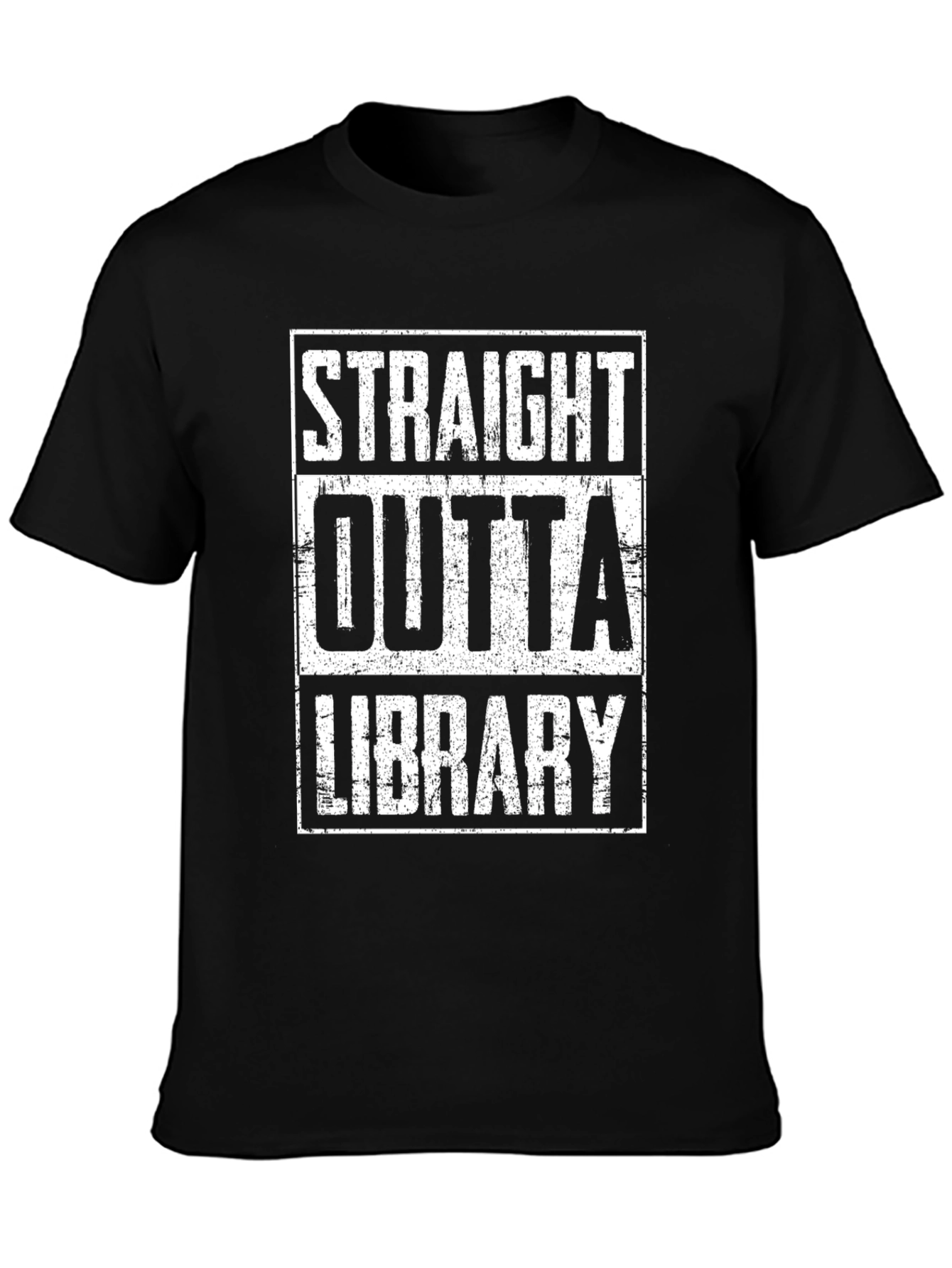 Straight Outta Library Black Graphic T-Shirt