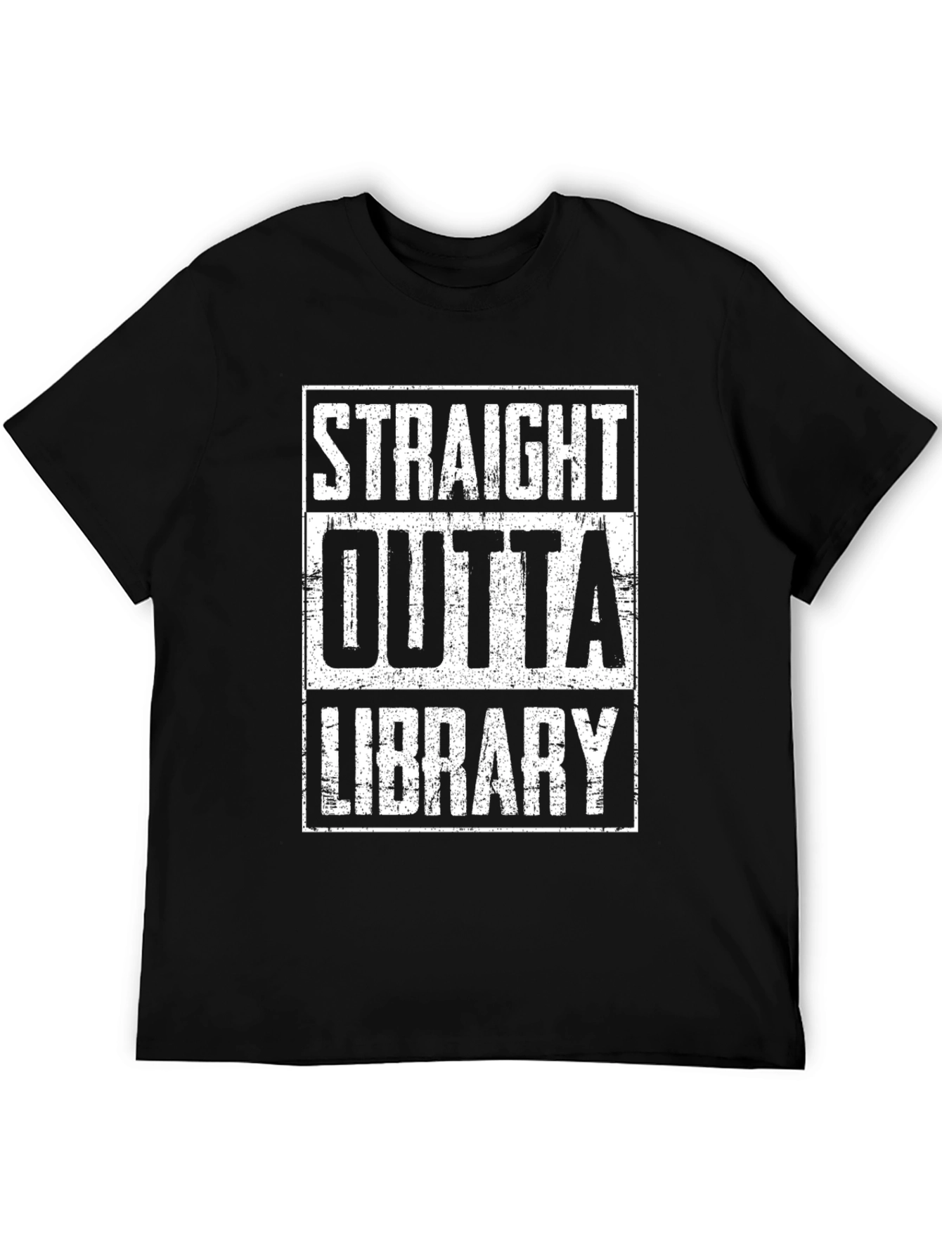 Straight Outta Library Black Graphic T-Shirt