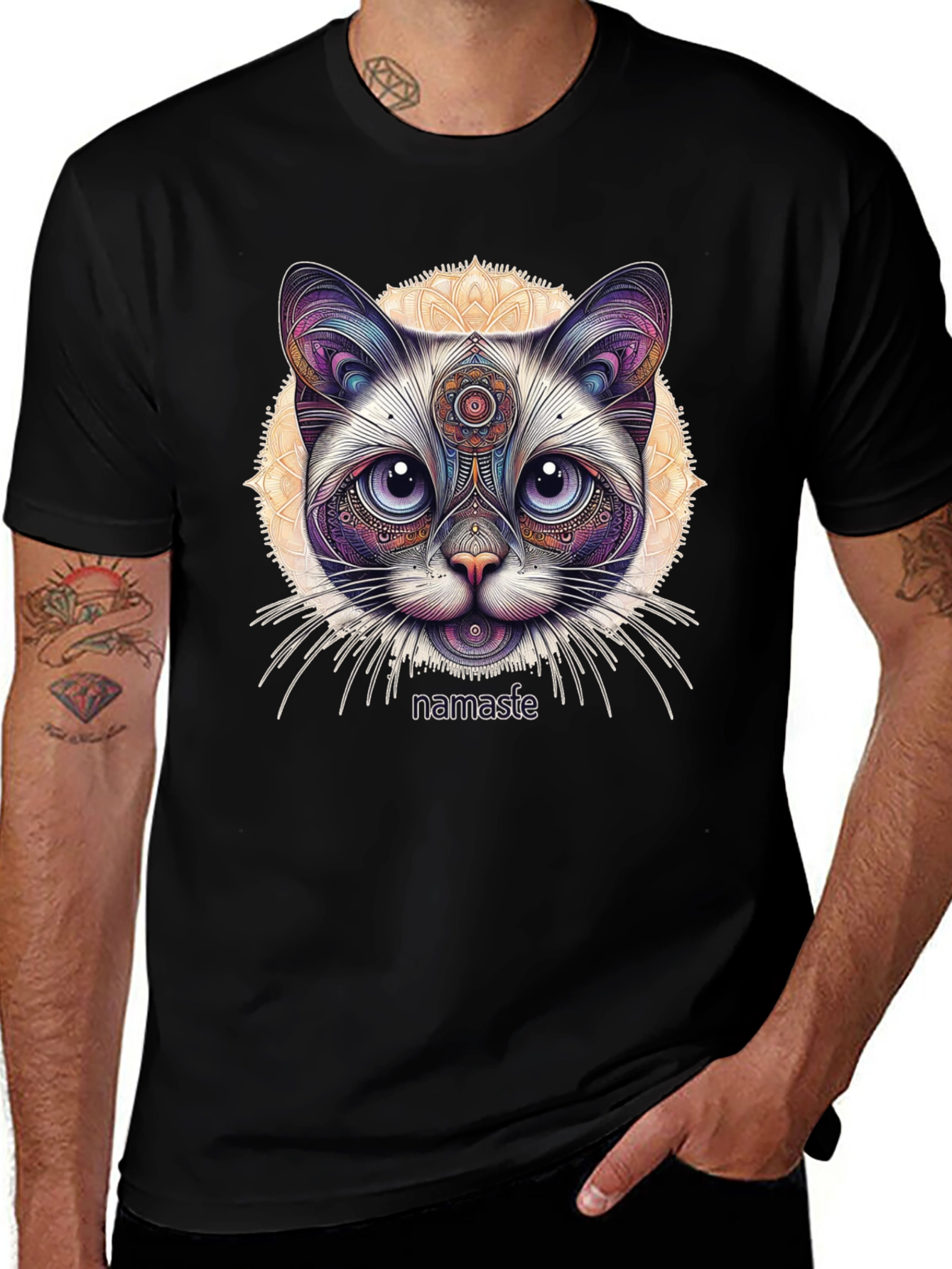 Namaste Cat T-Shirt - Meditative Feline Design