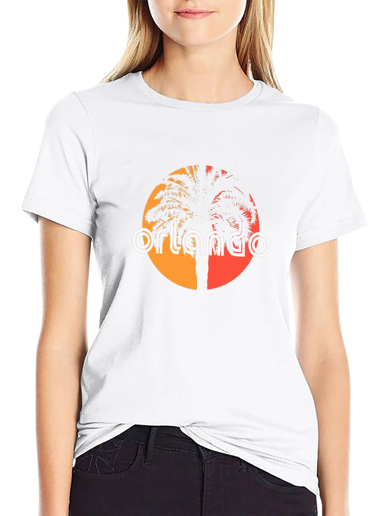 Orlando Palm Tree T-Shirt - Retro Sunset Design