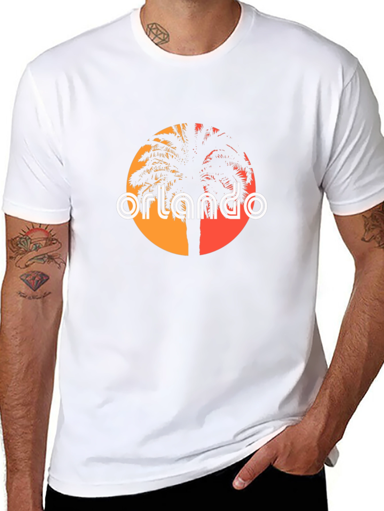 Orlando Palm Tree T-Shirt - Retro Sunset Design