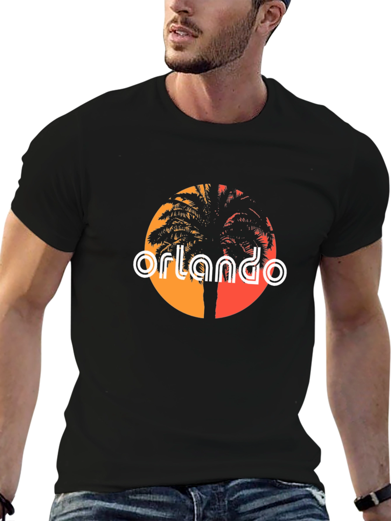 Orlando Palm Tree T-Shirt - Retro Sunset Design