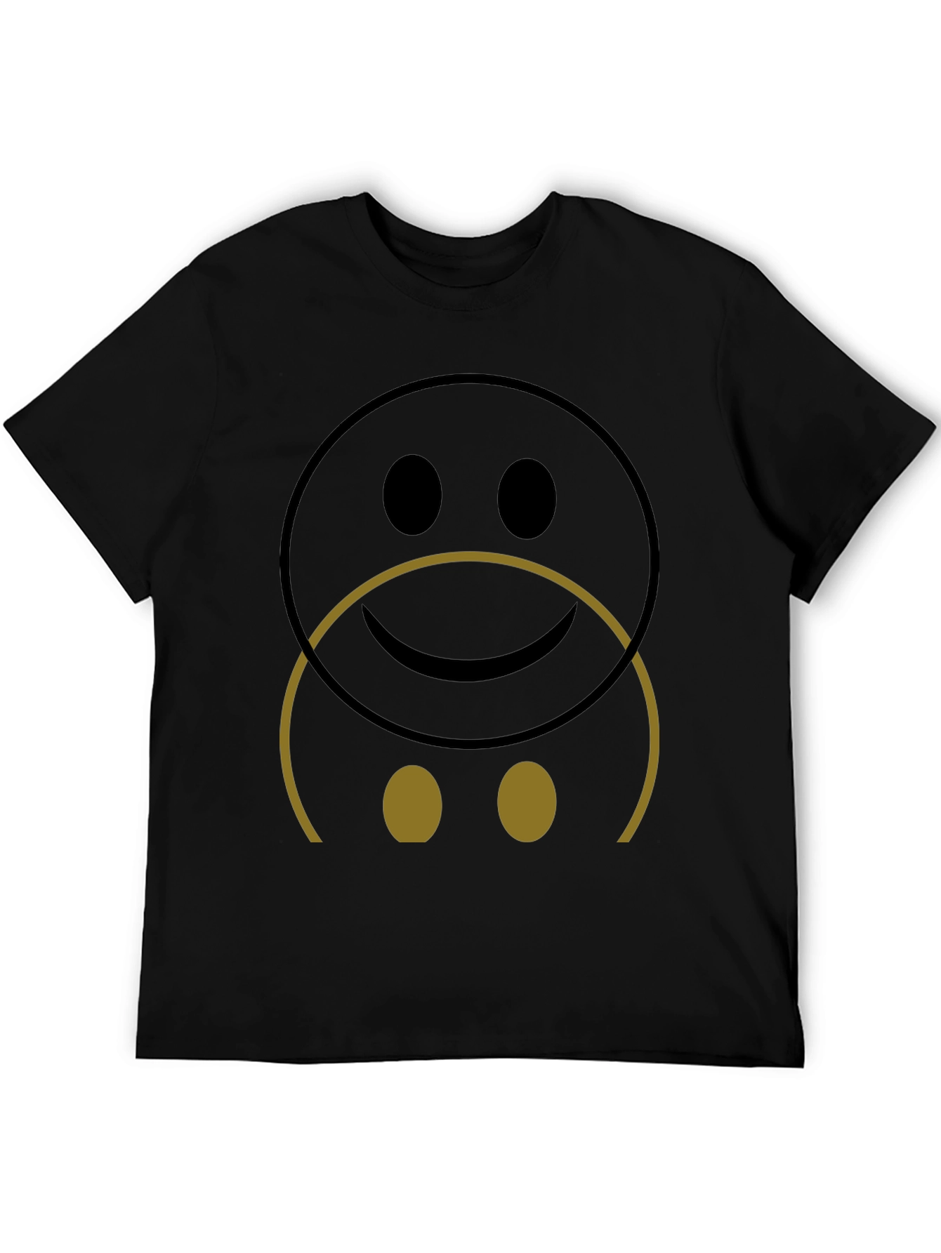 Dual Mood Smiley Face Graphic Tee - Black