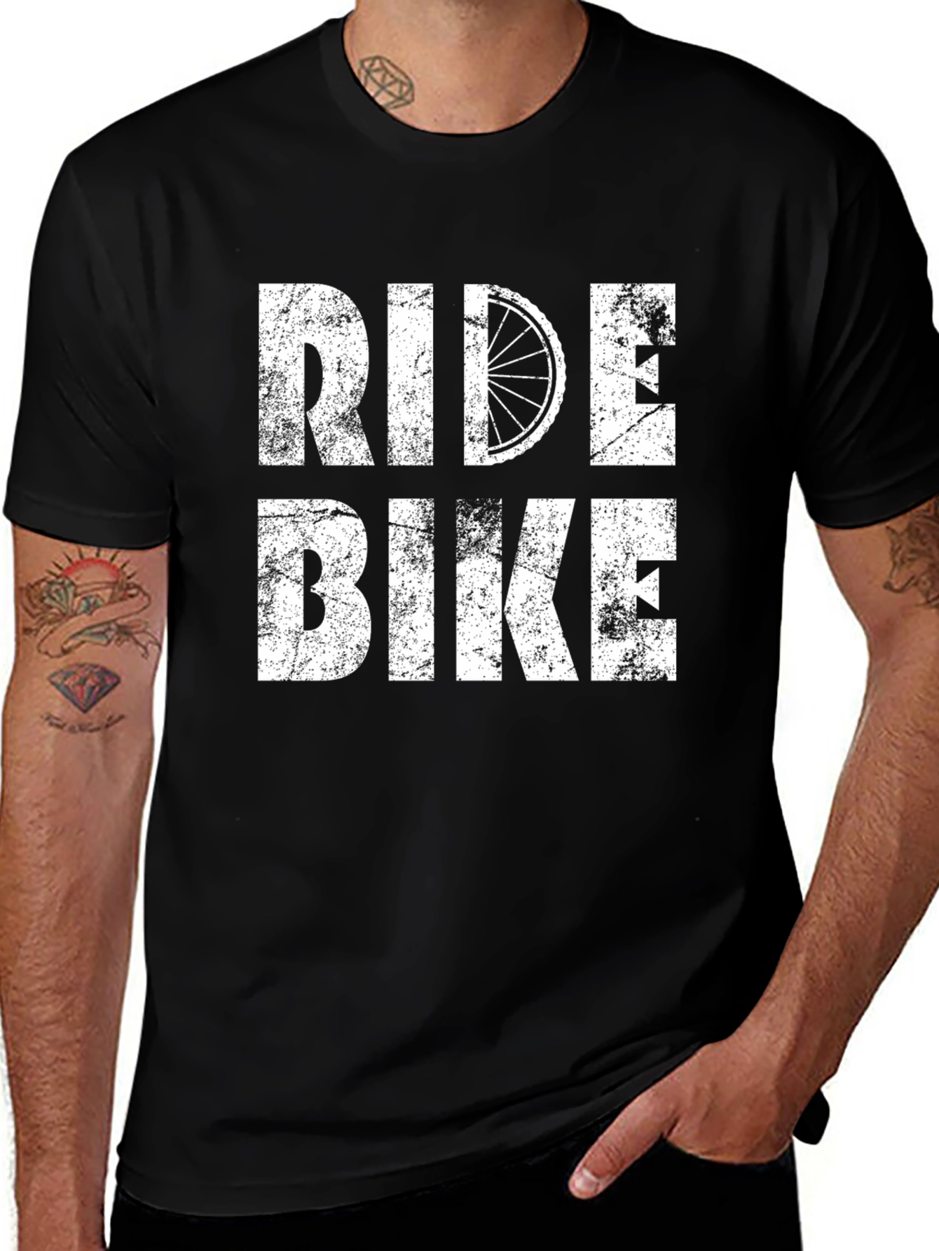 Ride Bike Graphic Tee - Black Cotton T-Shirt
