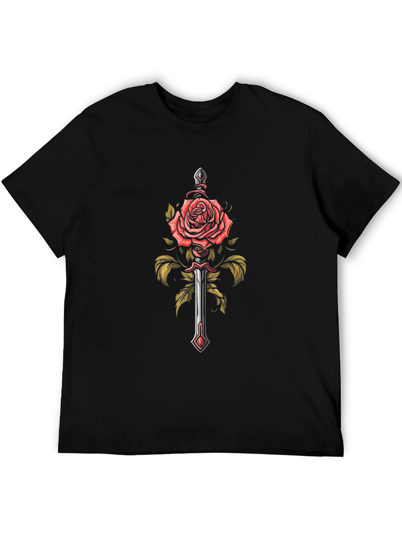 Rose and Sword Graphic Tee - Edgy Style