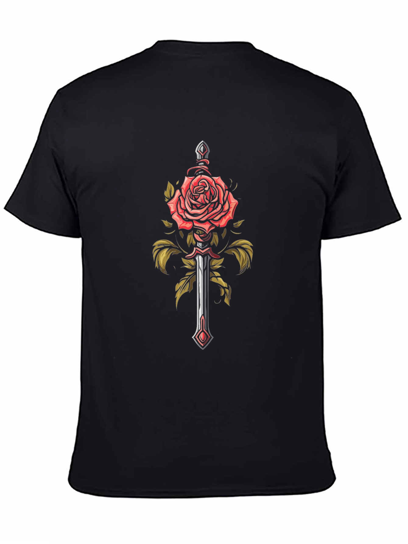 Rose and Sword Graphic Tee - Edgy Style