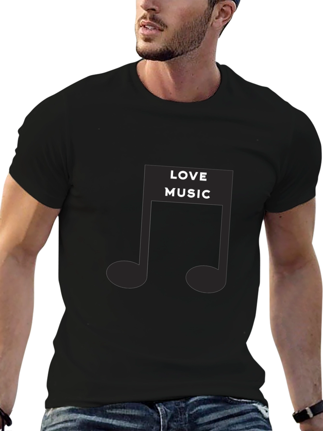 Love Music Graphic Black T-Shirt