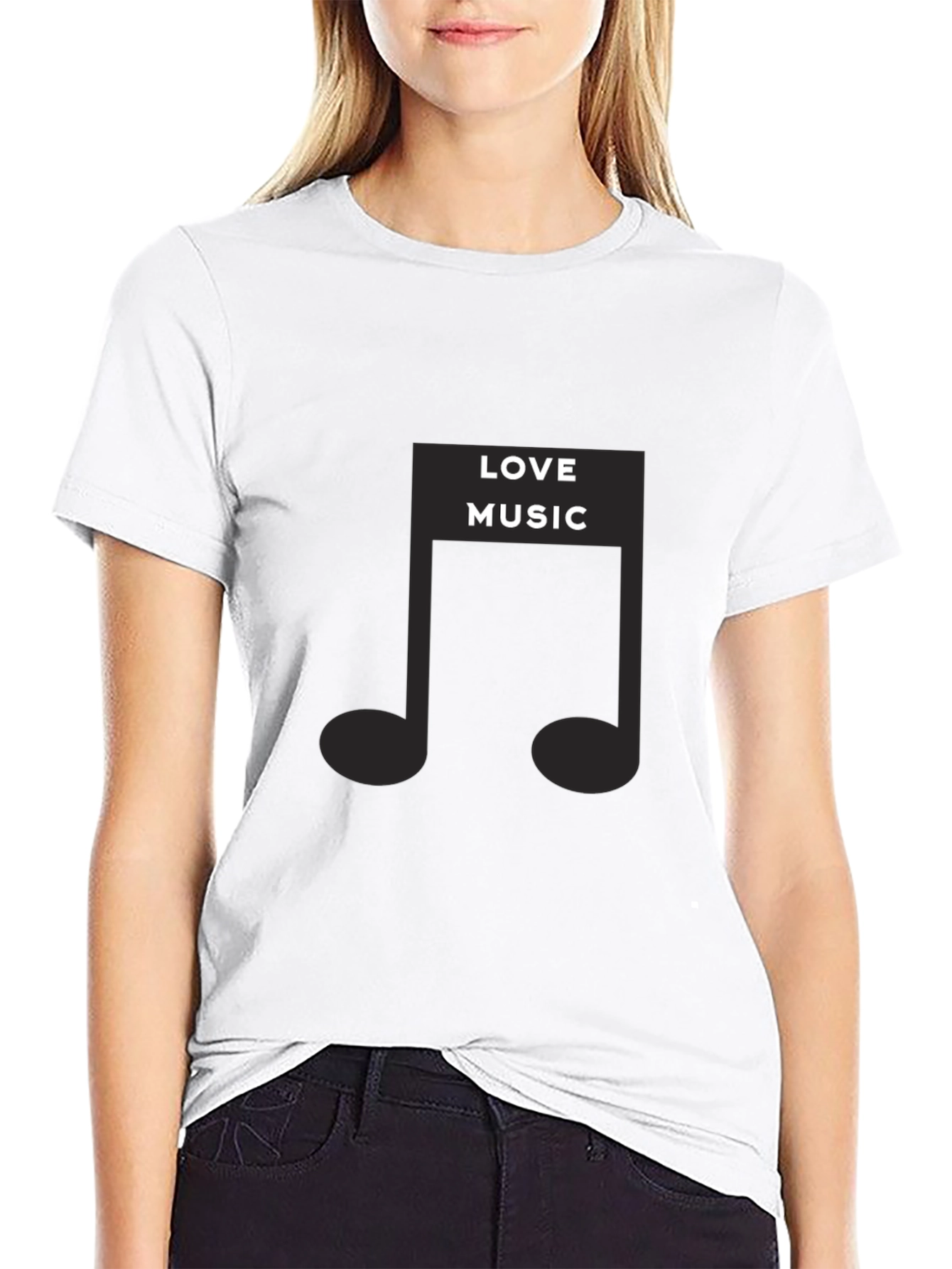 Love Music Graphic Black T-Shirt
