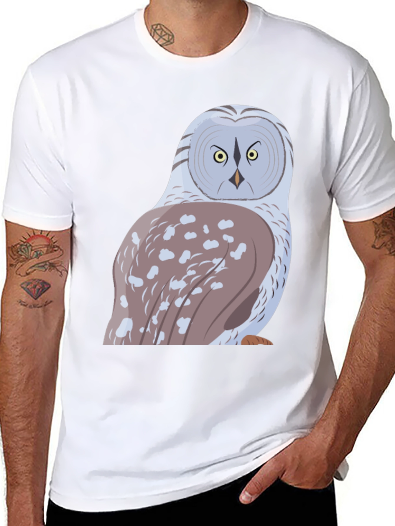 Owl Graphic Print T-Shirt - Black
