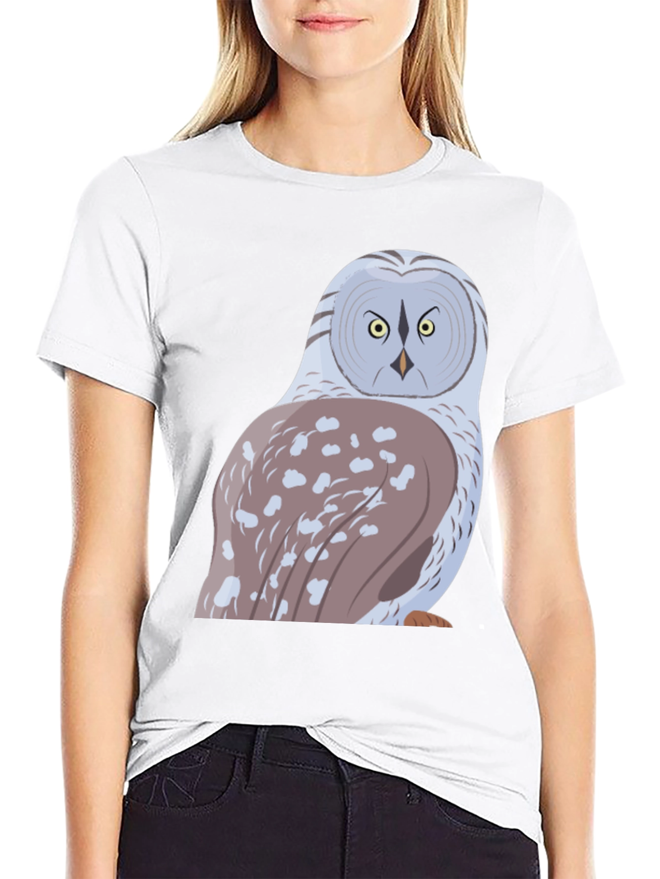 Owl Graphic Print T-Shirt - Black