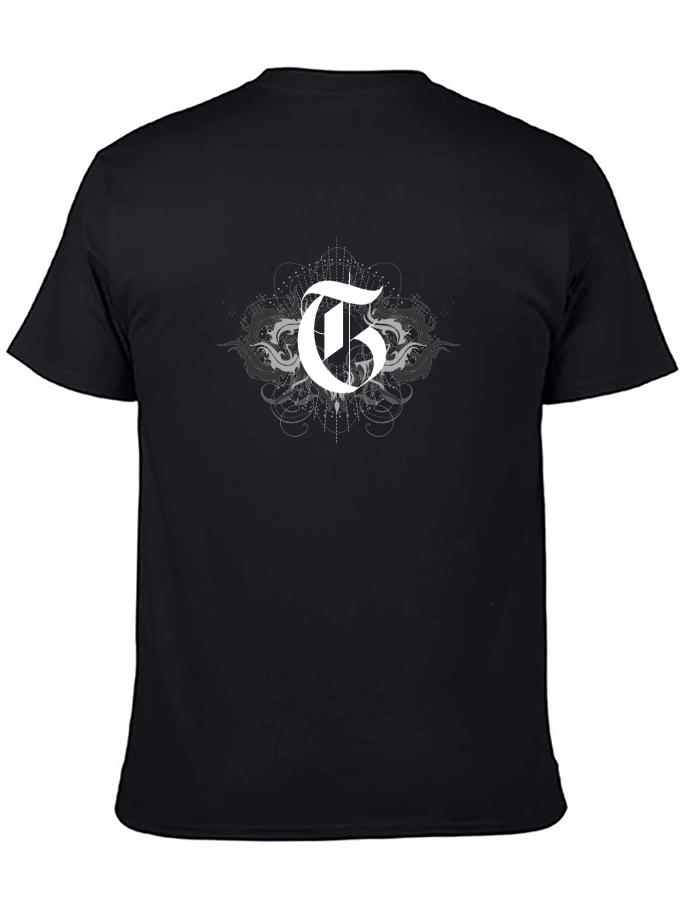 Black T-Shirt with Gothic Initial G Design