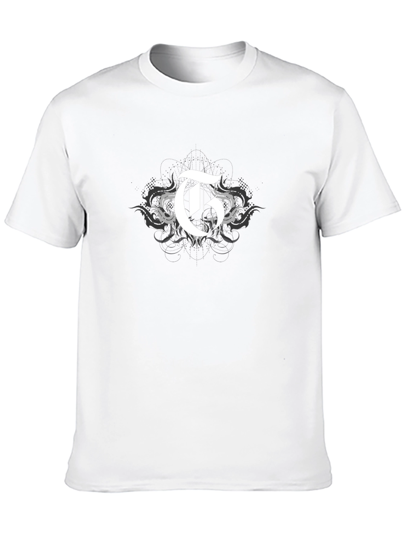 Black T-Shirt with Gothic Initial G Design