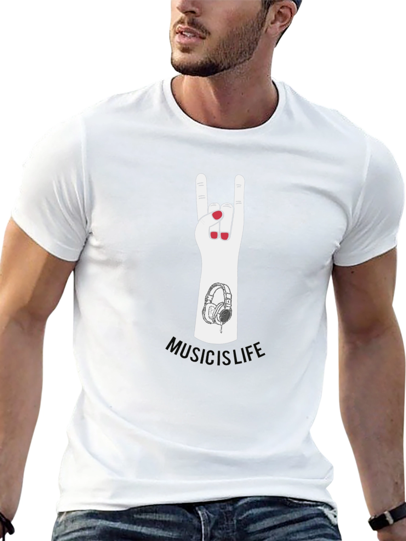 Music Is Life Graphic Print T-Shirt
