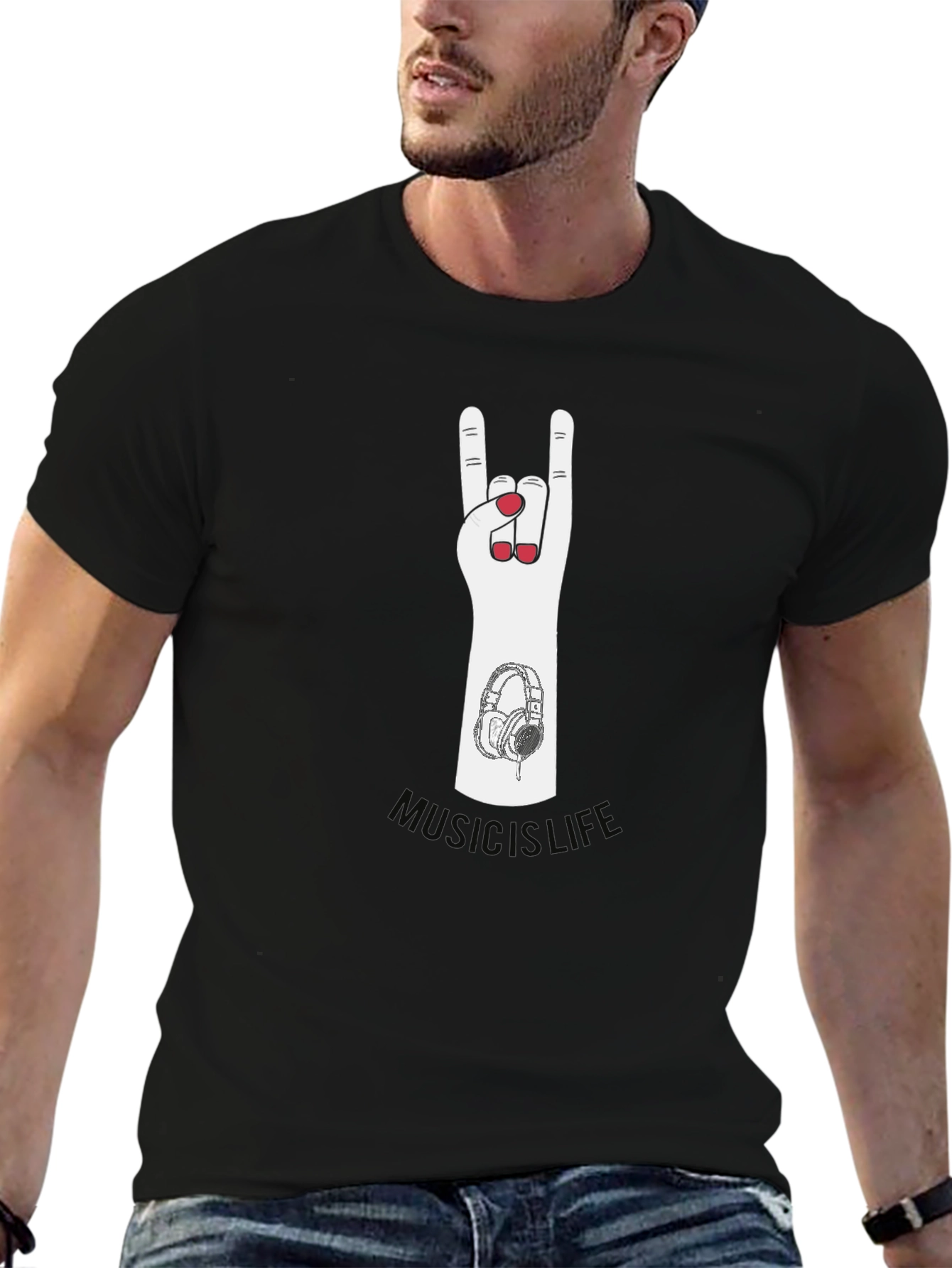 Music Is Life Graphic Print T-Shirt