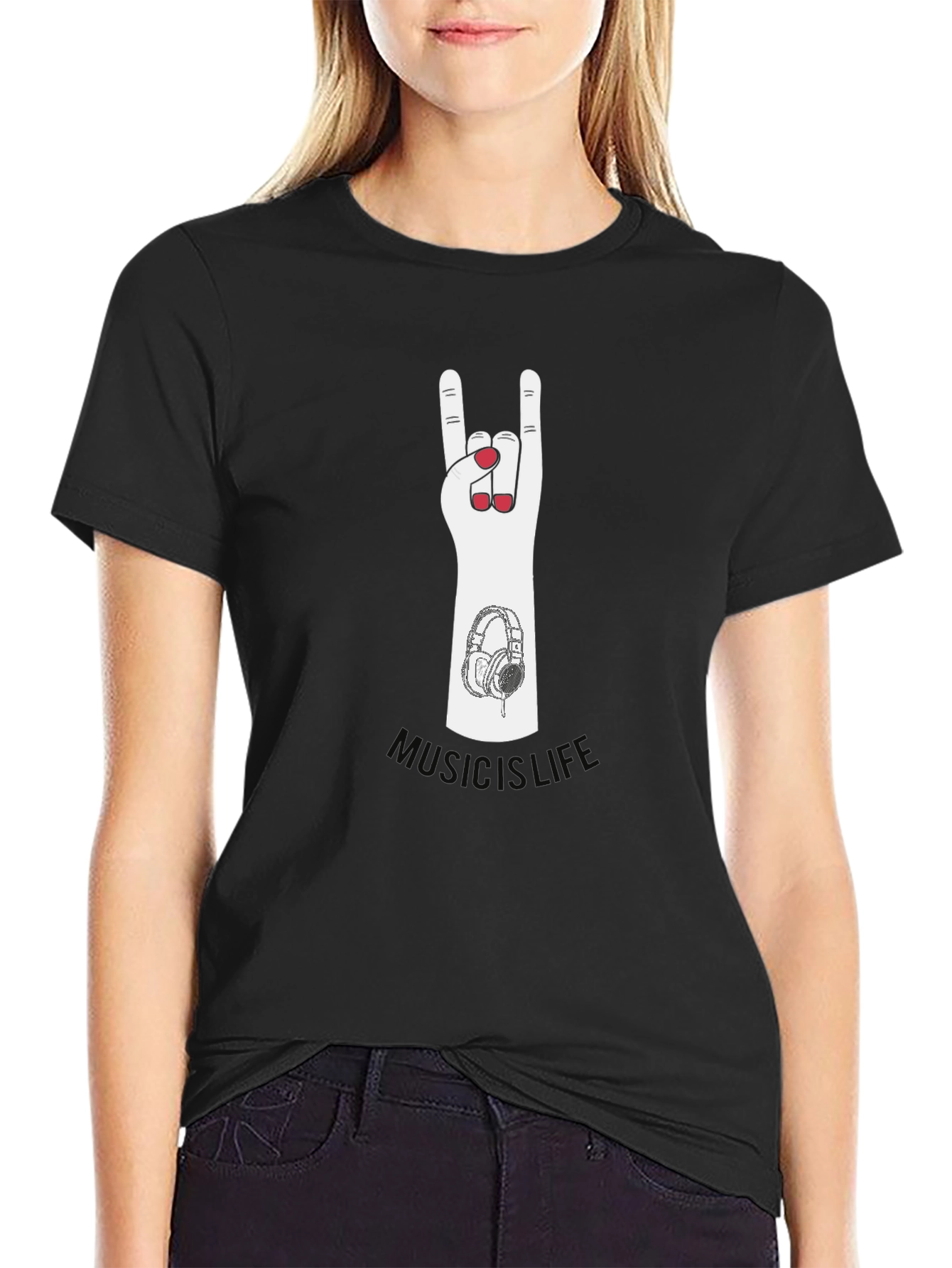Music Is Life Graphic Print T-Shirt