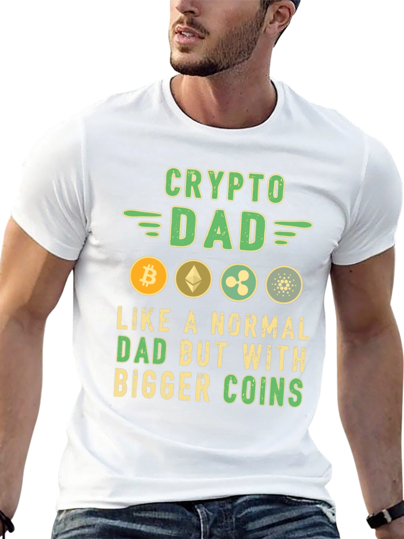 Crypto Dad T-Shirt Bitcoin Ethereum Ripple Cardano