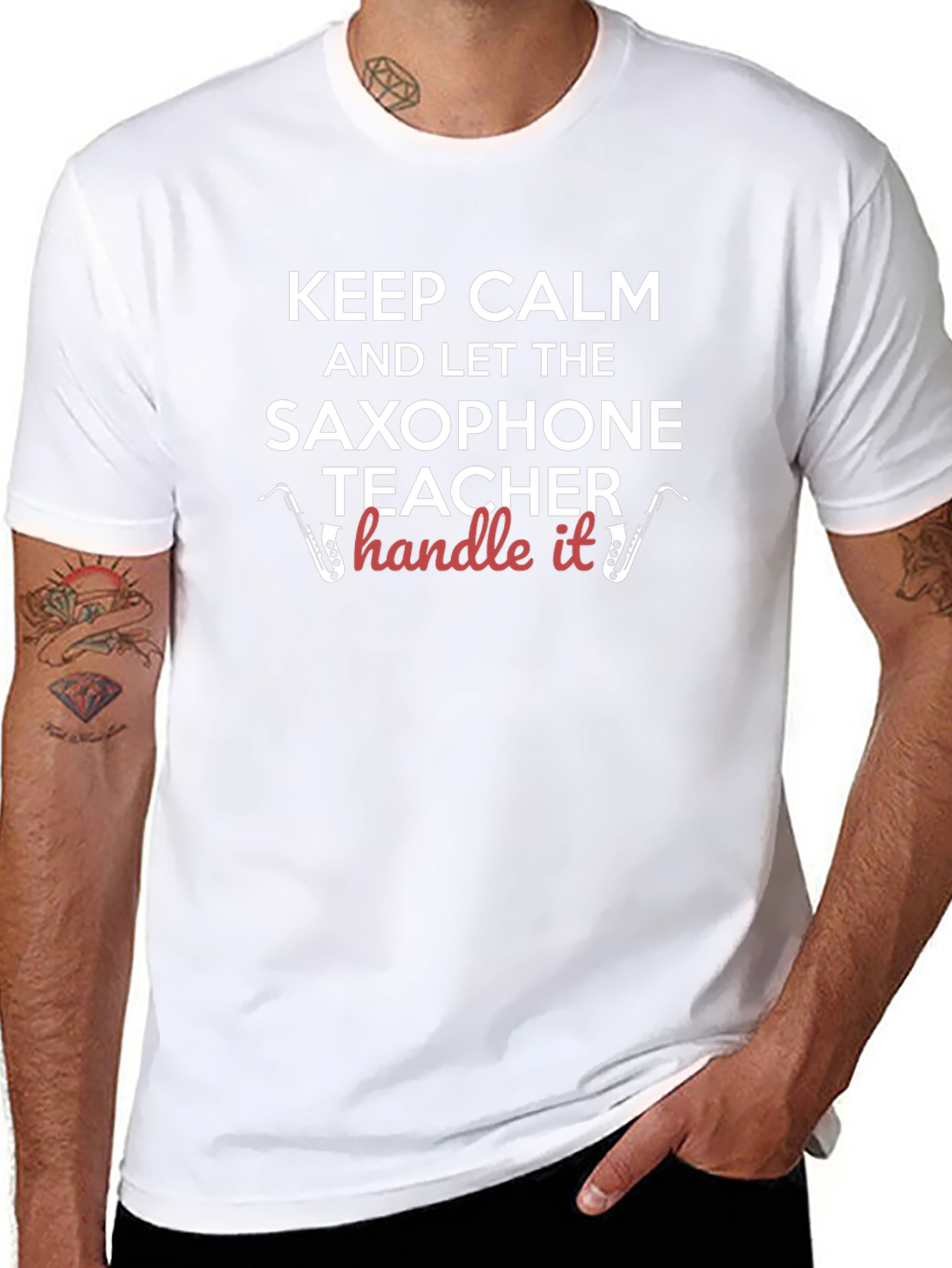 Keep Calm Saxophone Teacher T-Shirt - Black