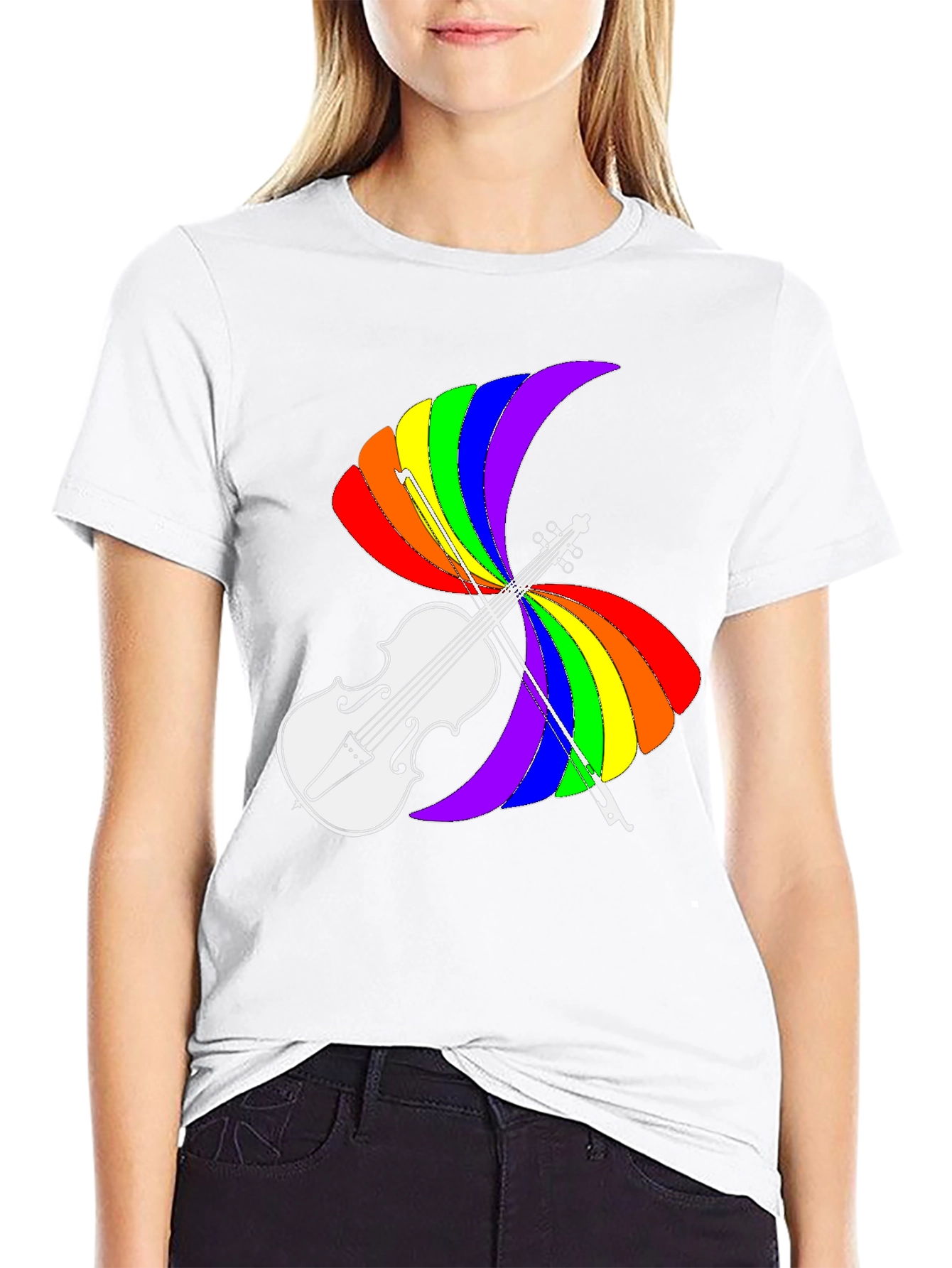 Rainbow Violin T-Shirt - Pride Music Tee