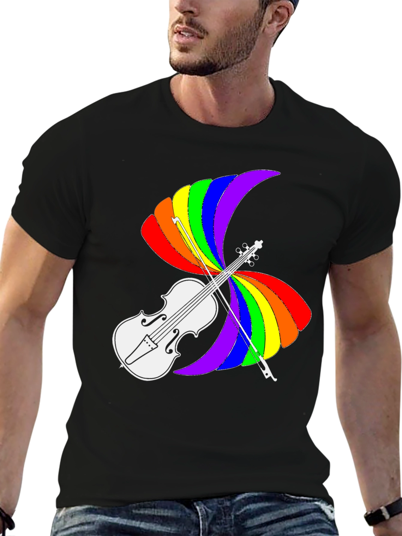 Rainbow Violin T-Shirt - Pride Music Tee