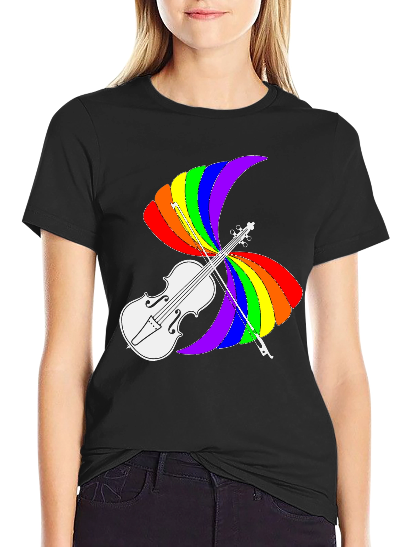 Rainbow Violin T-Shirt - Pride Music Tee