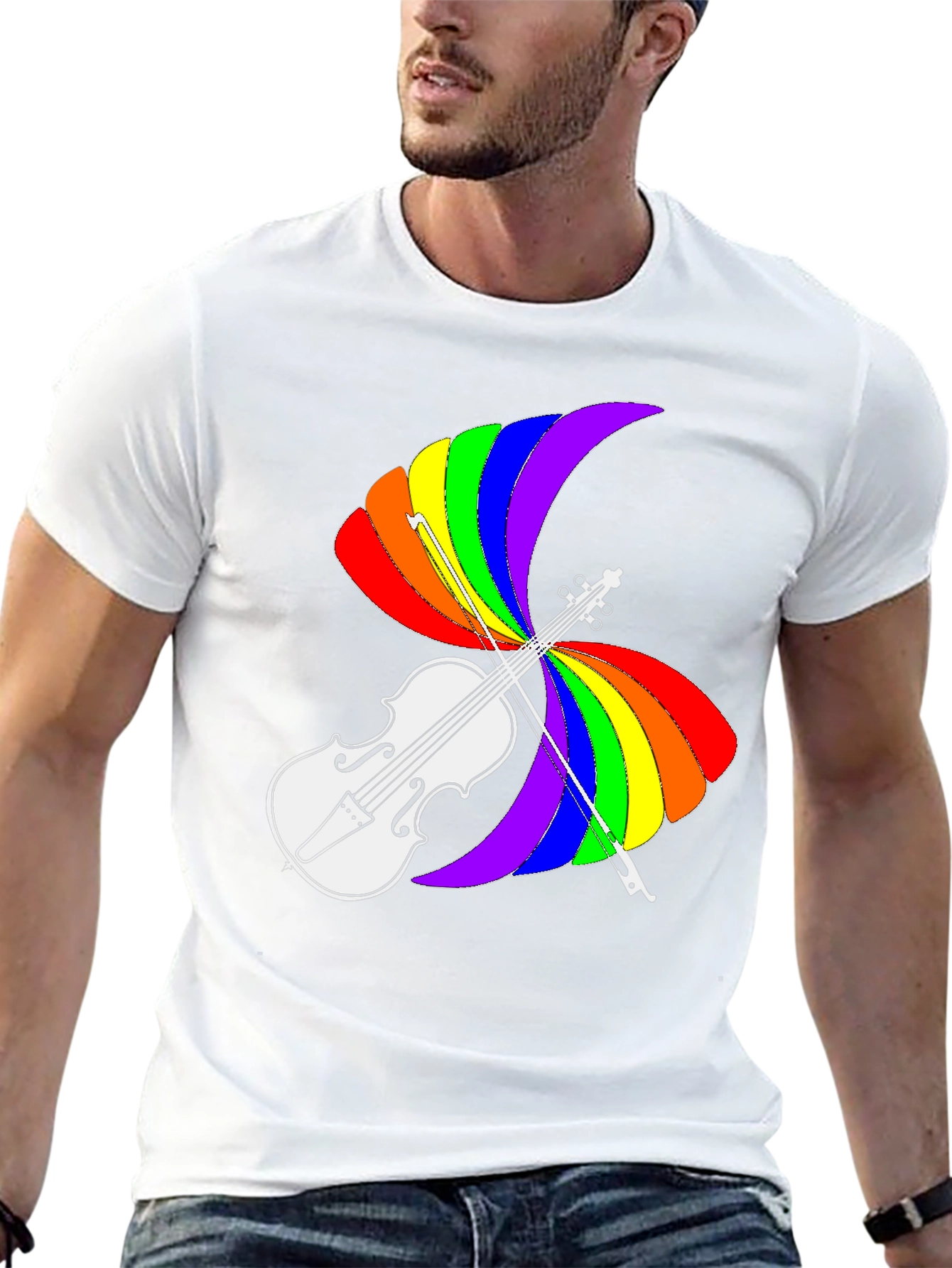 Rainbow Violin T-Shirt - Pride Music Tee