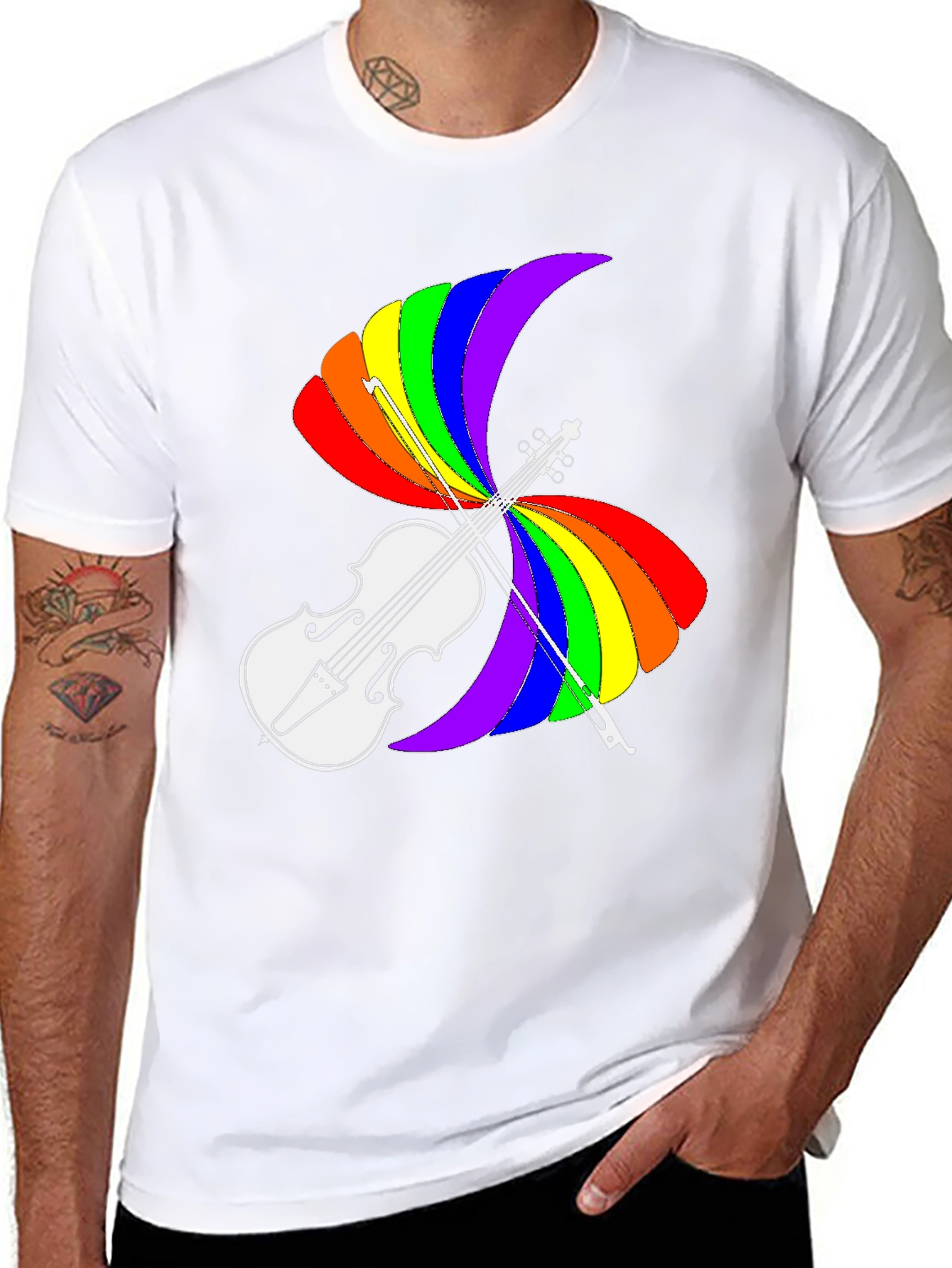 Rainbow Violin T-Shirt - Pride Music Tee