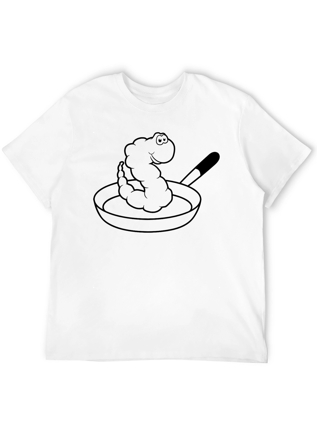 Cartoon Shrimp in Pan Black T-Shirt