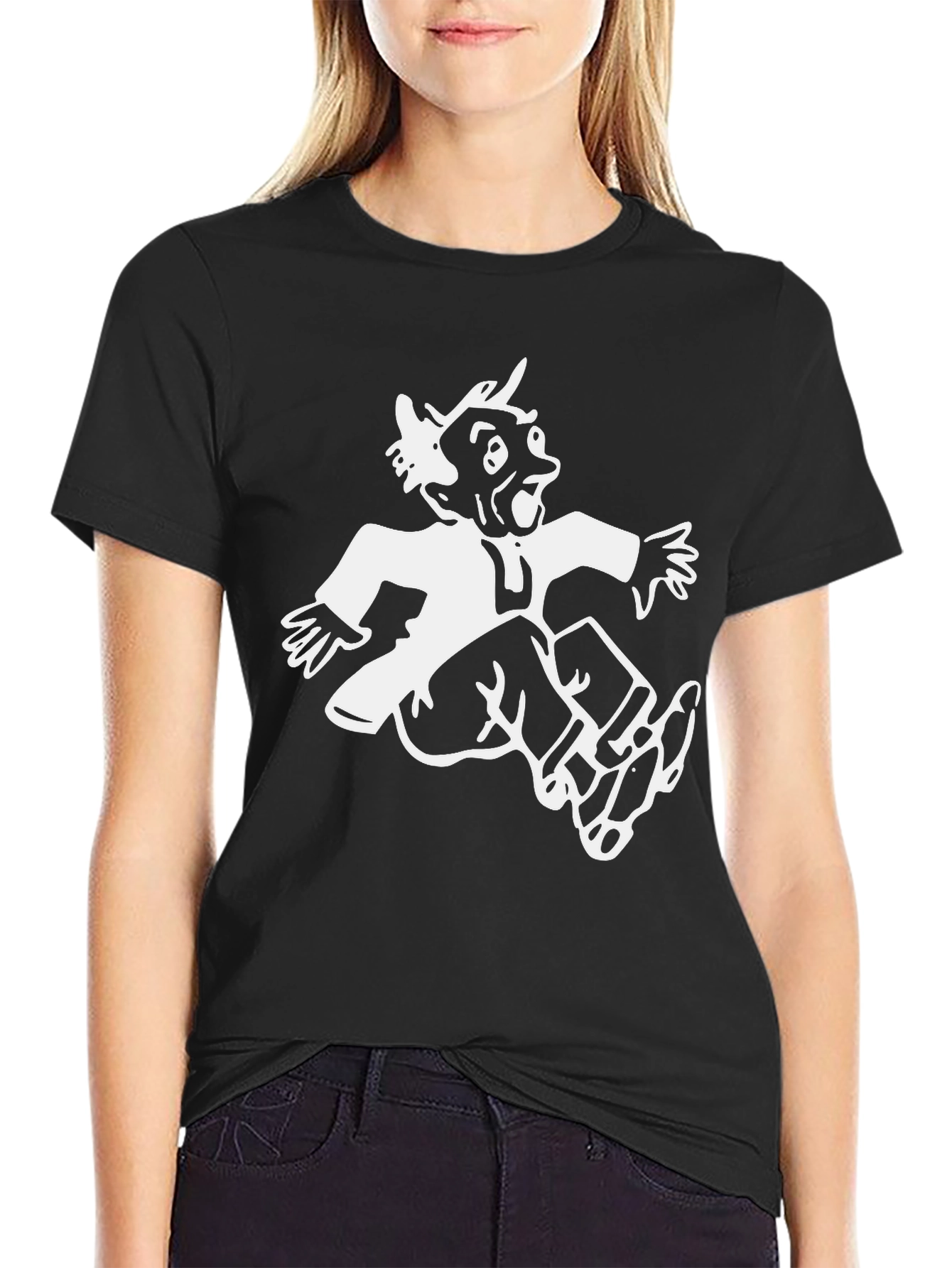 Retro Cartoon Graphic Black T-Shirt