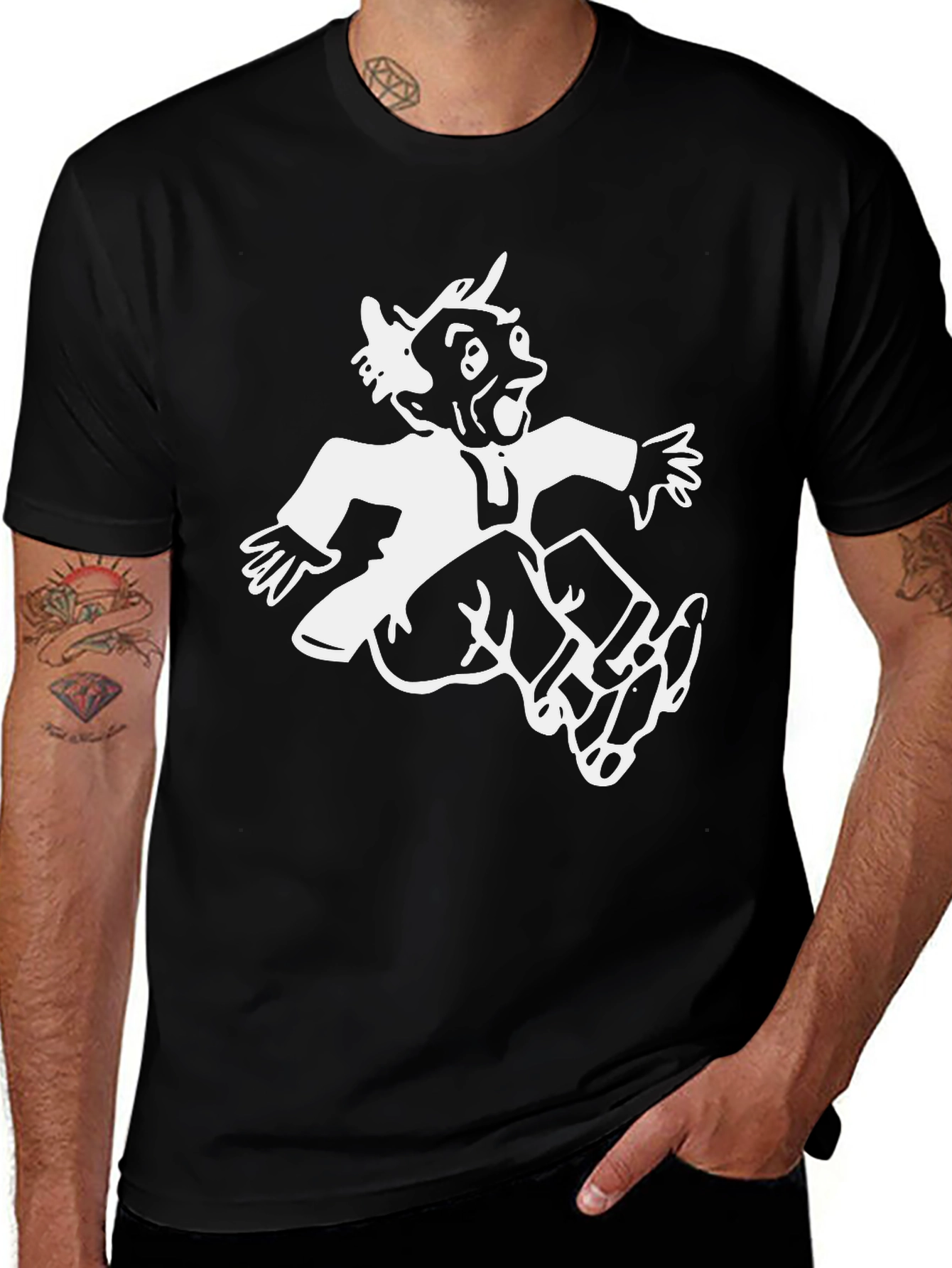 Retro Cartoon Graphic Black T-Shirt