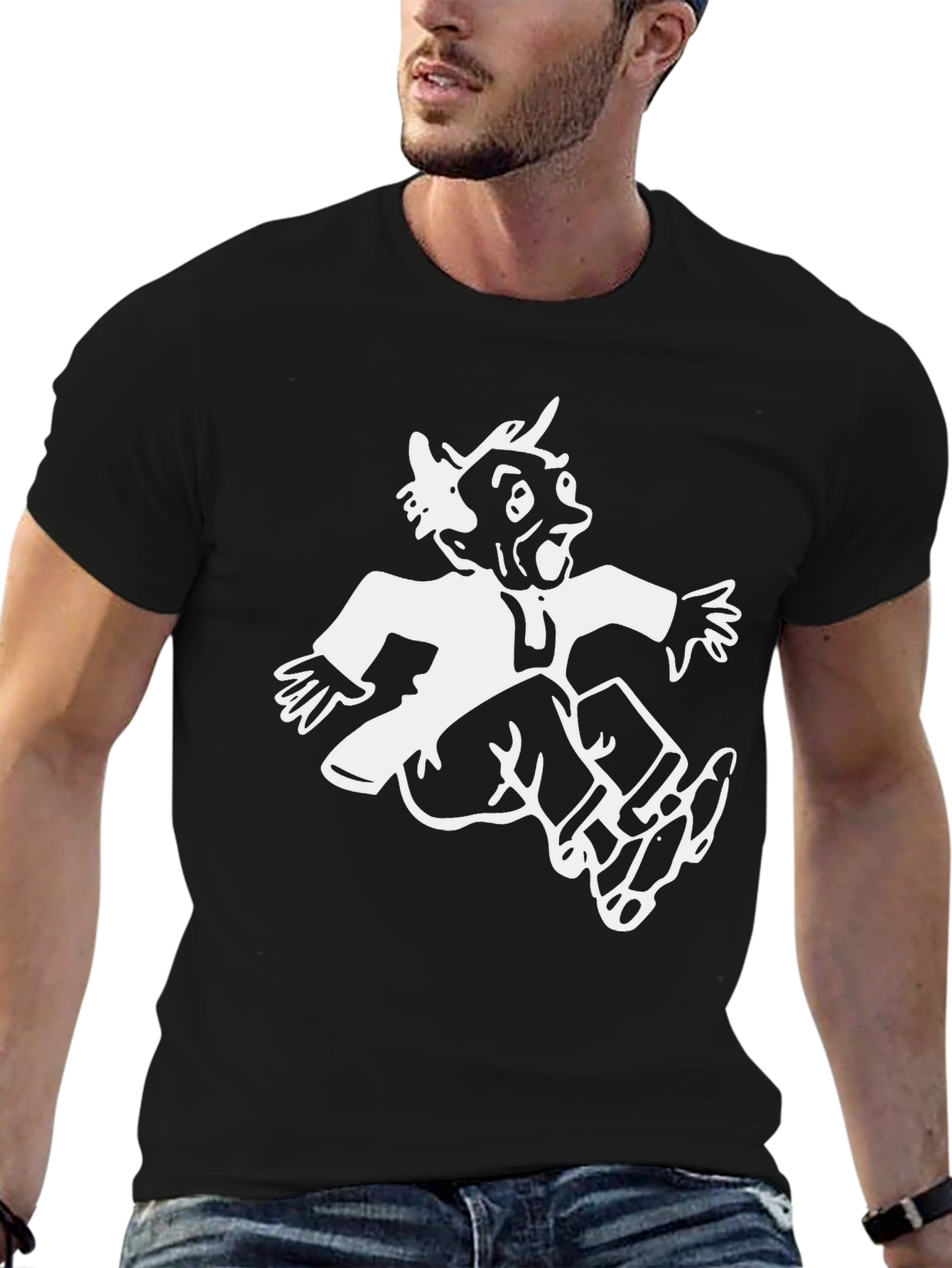 Retro Cartoon Graphic Black T-Shirt
