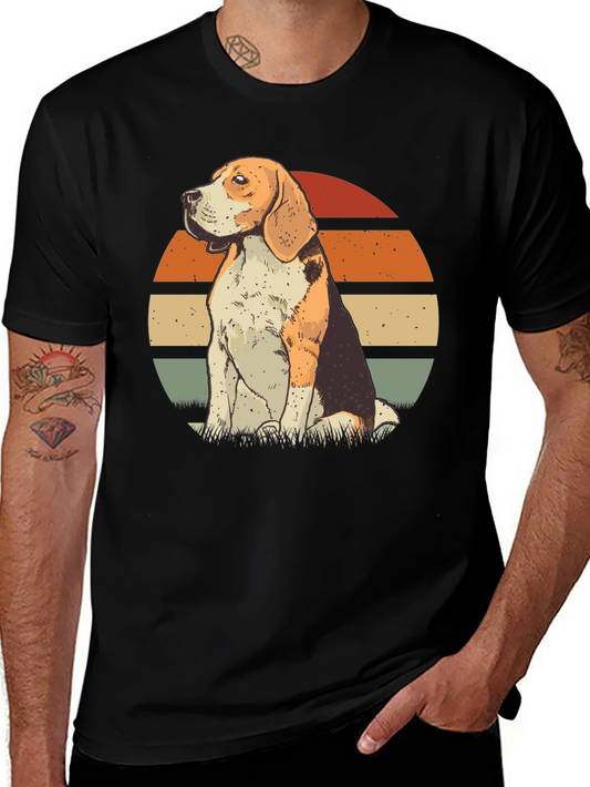 Vintage Beagle Dog Graphic Tee - Black T-Shirt