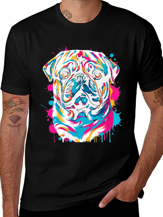 Colorful Pug Graphic T-Shirt