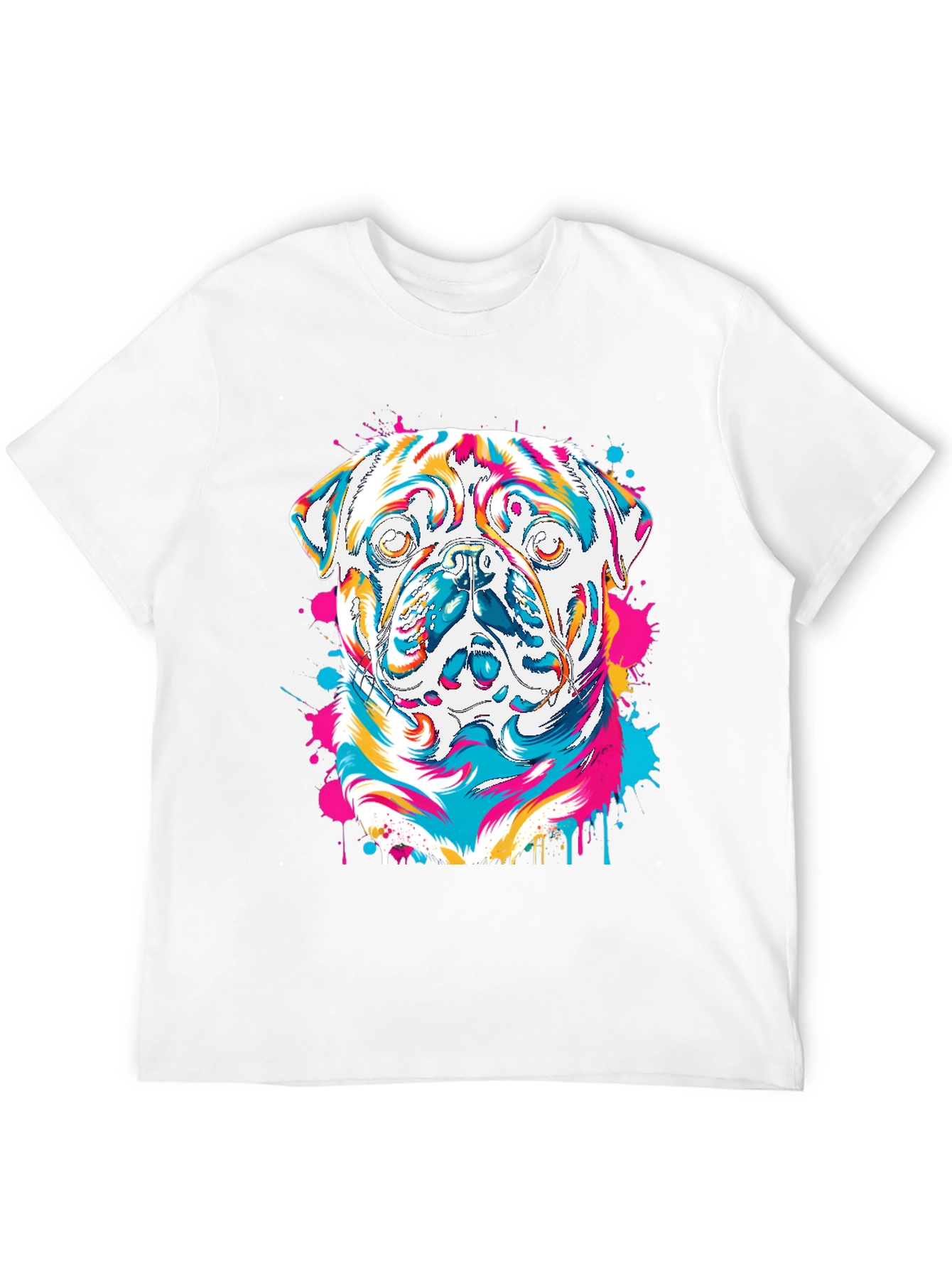 Colorful Pug Graphic T-Shirt