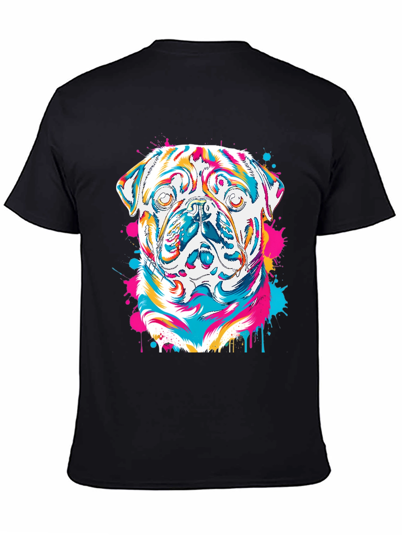 Colorful Pug Graphic T-Shirt
