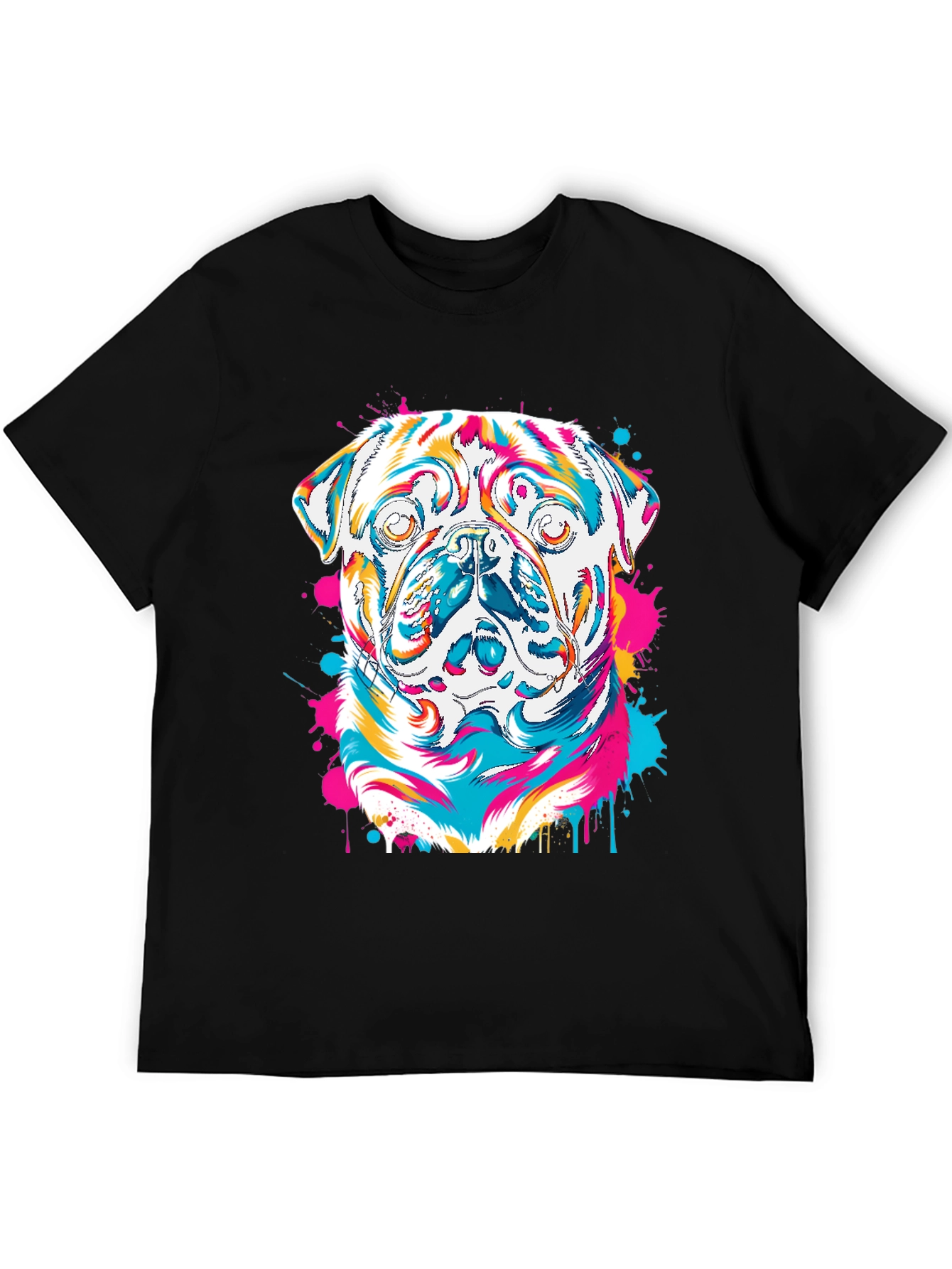 Colorful Pug Graphic T-Shirt
