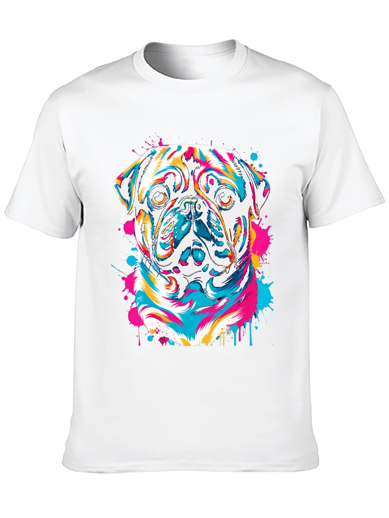 Colorful Pug Graphic T-Shirt