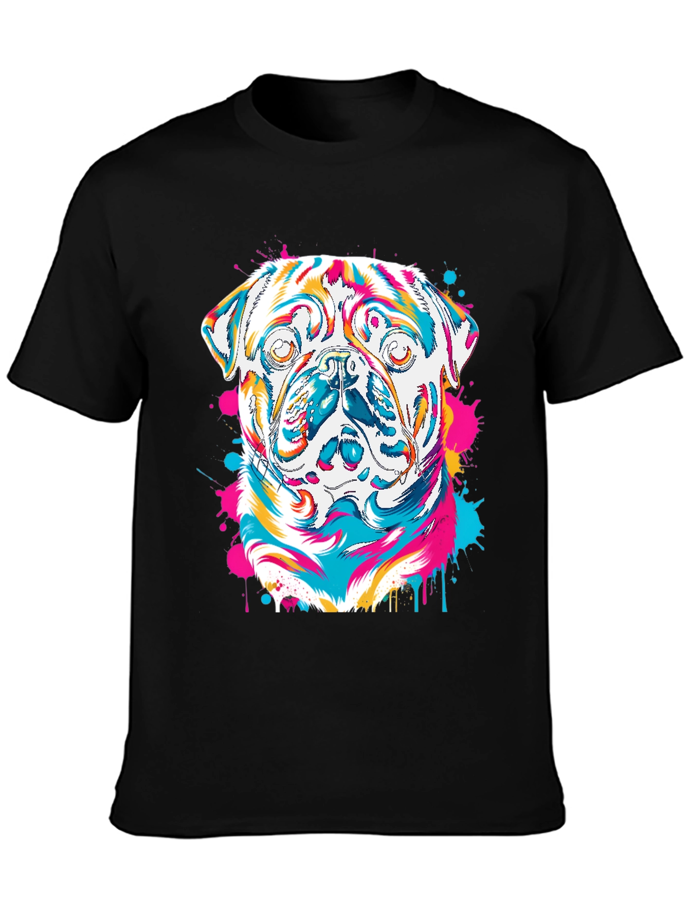 Colorful Pug Graphic T-Shirt