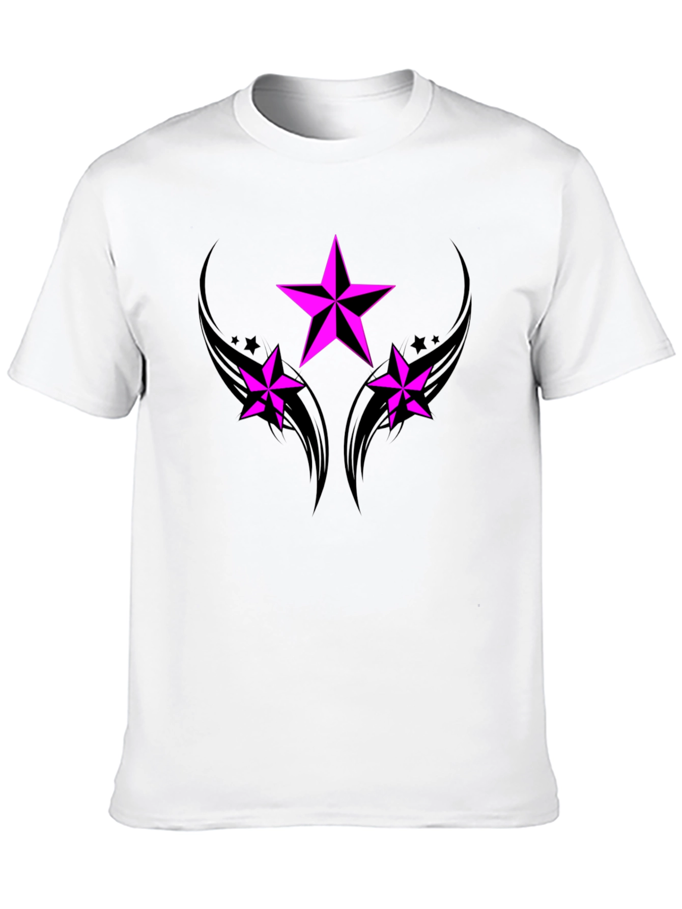 Black T-Shirt with Pink Star Graphic
