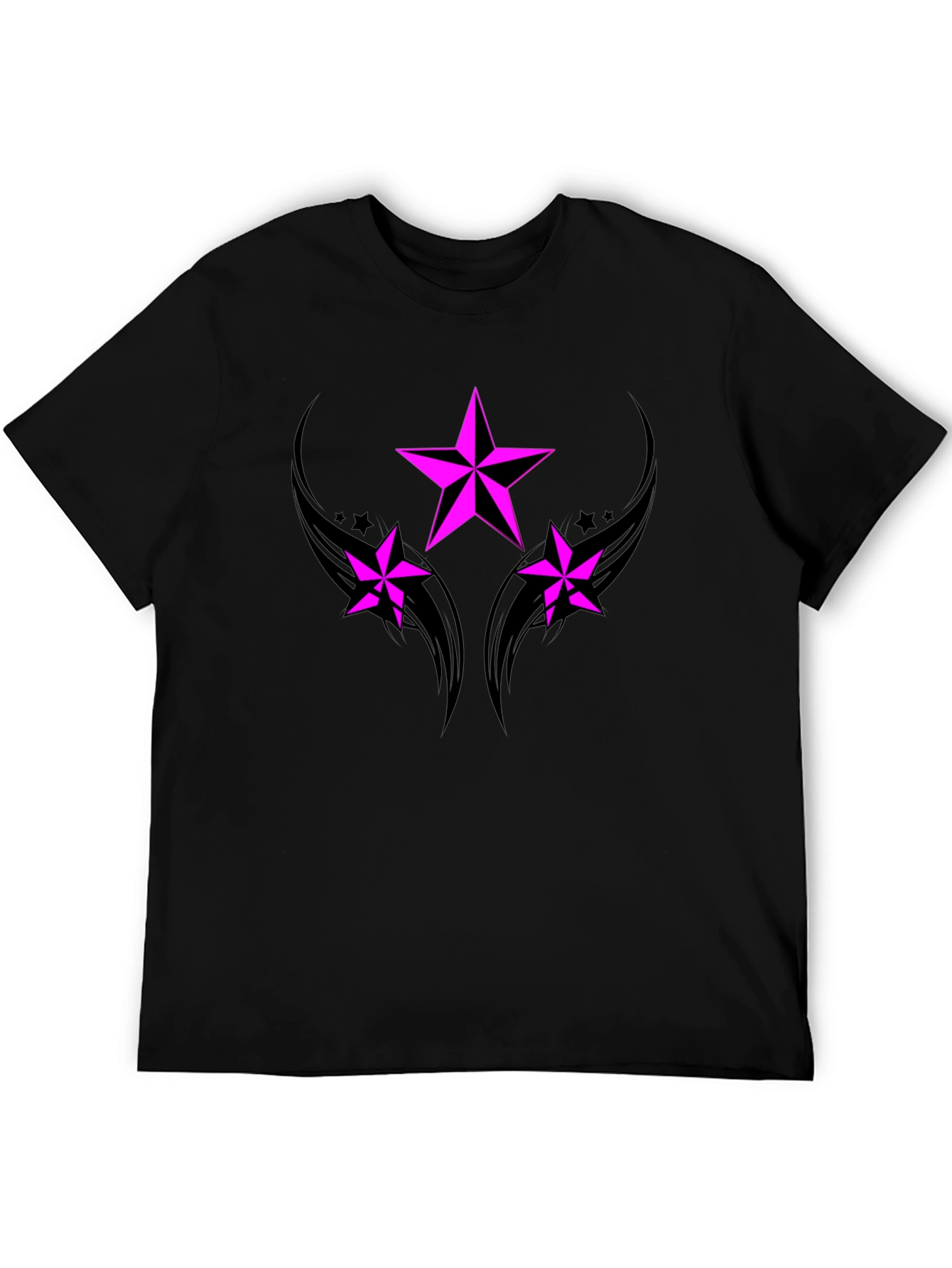 Black T-Shirt with Pink Star Graphic