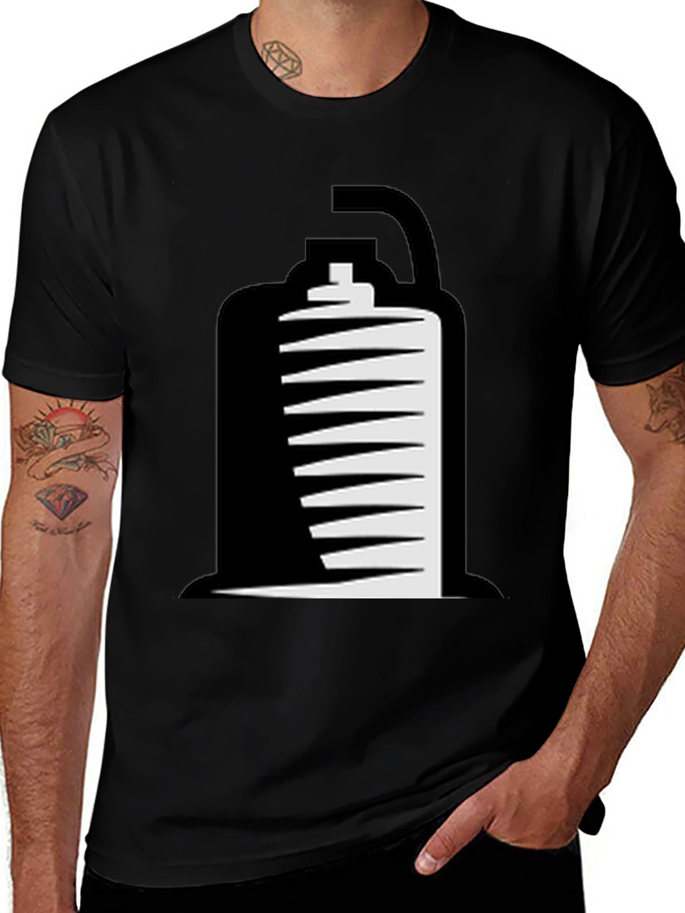Mens Black T-Shirt with Shawarma Graphic