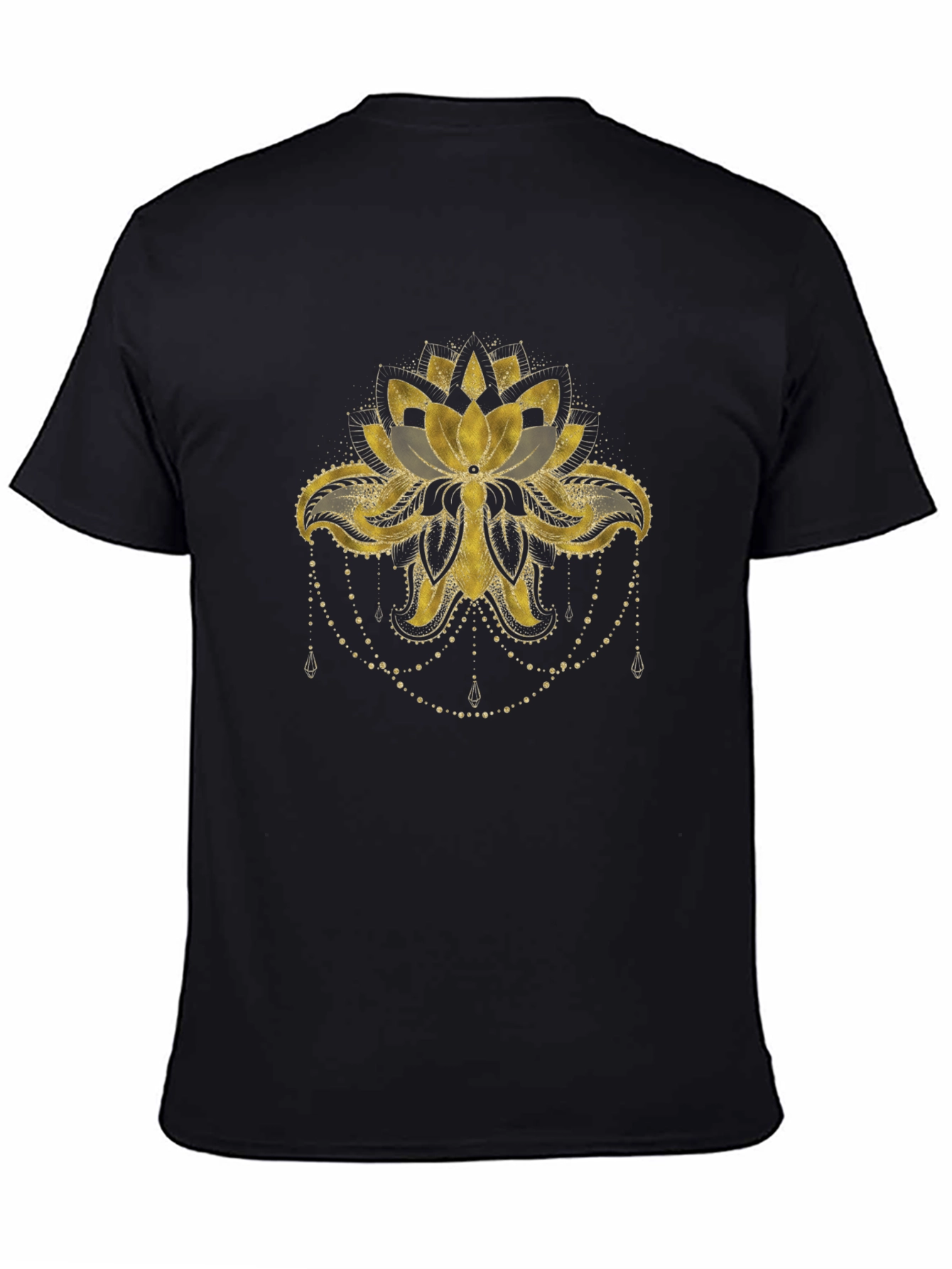 Lotus Gold Print Black T-Shirt