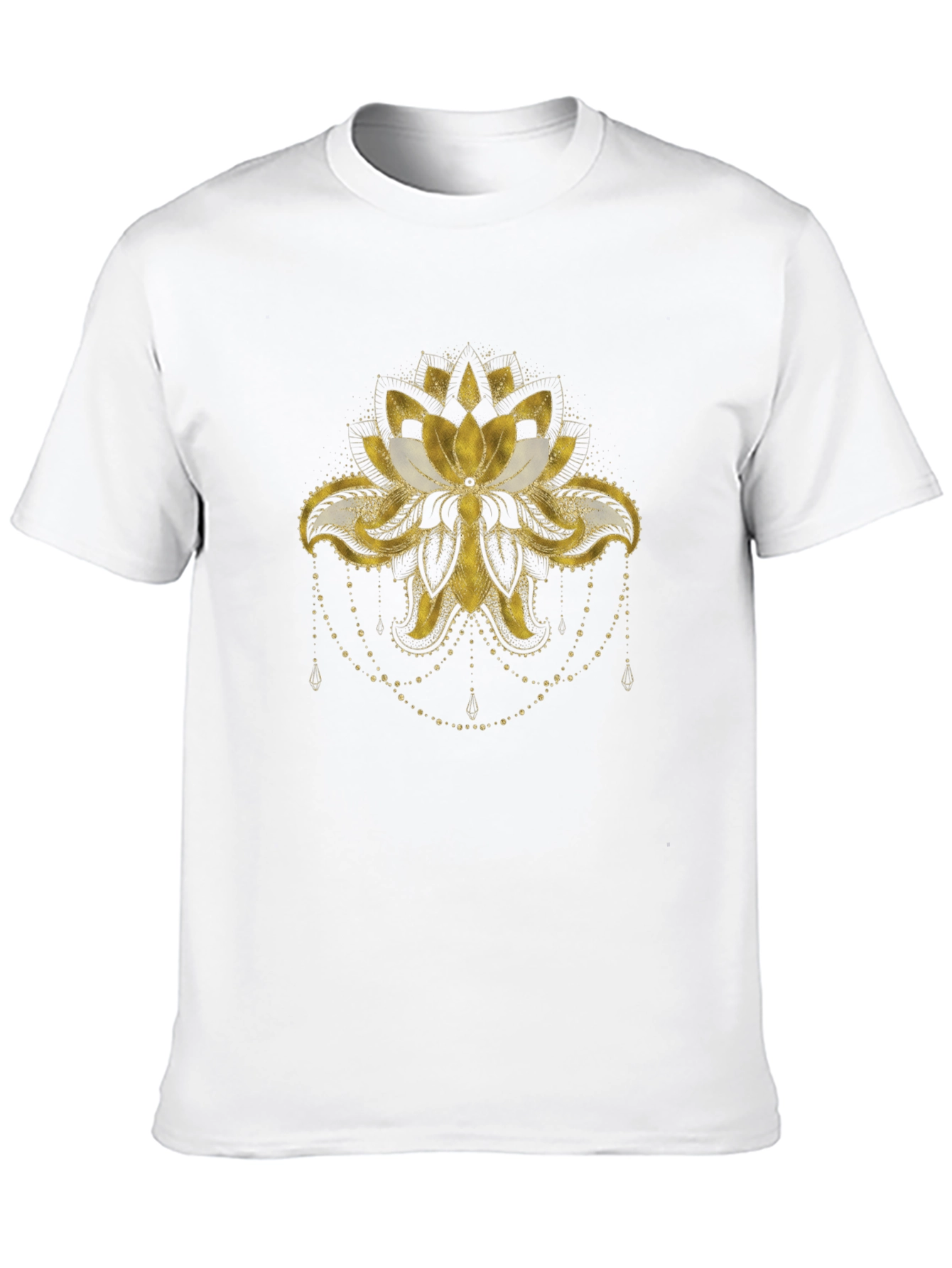 Lotus Gold Print Black T-Shirt