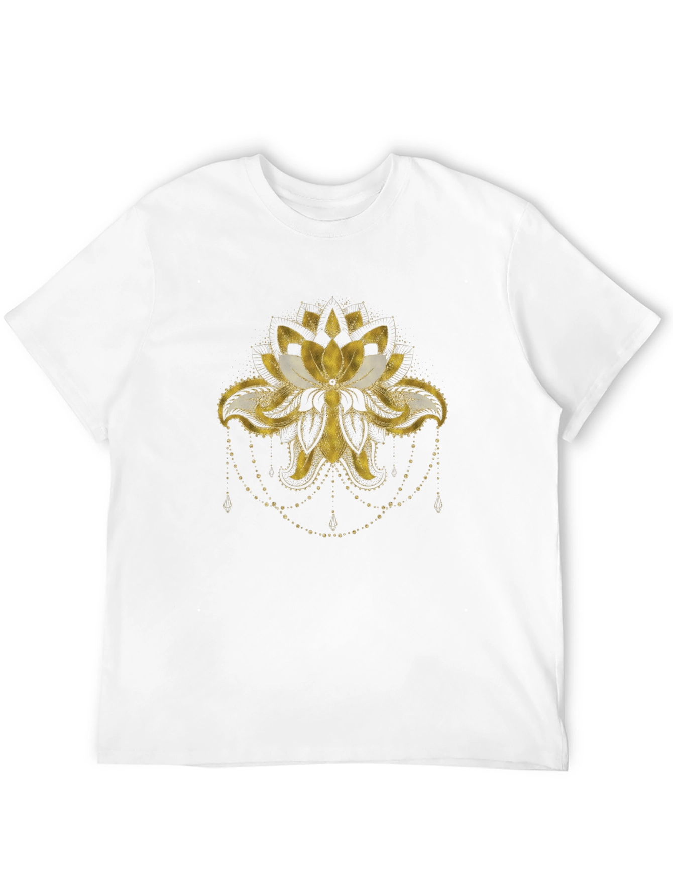 Lotus Gold Print Black T-Shirt