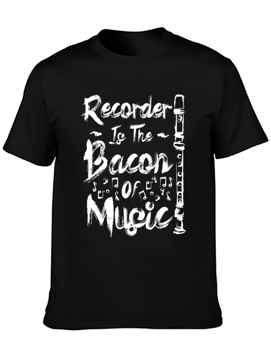 Recorder is the Bacon of Music Black T-Shirt