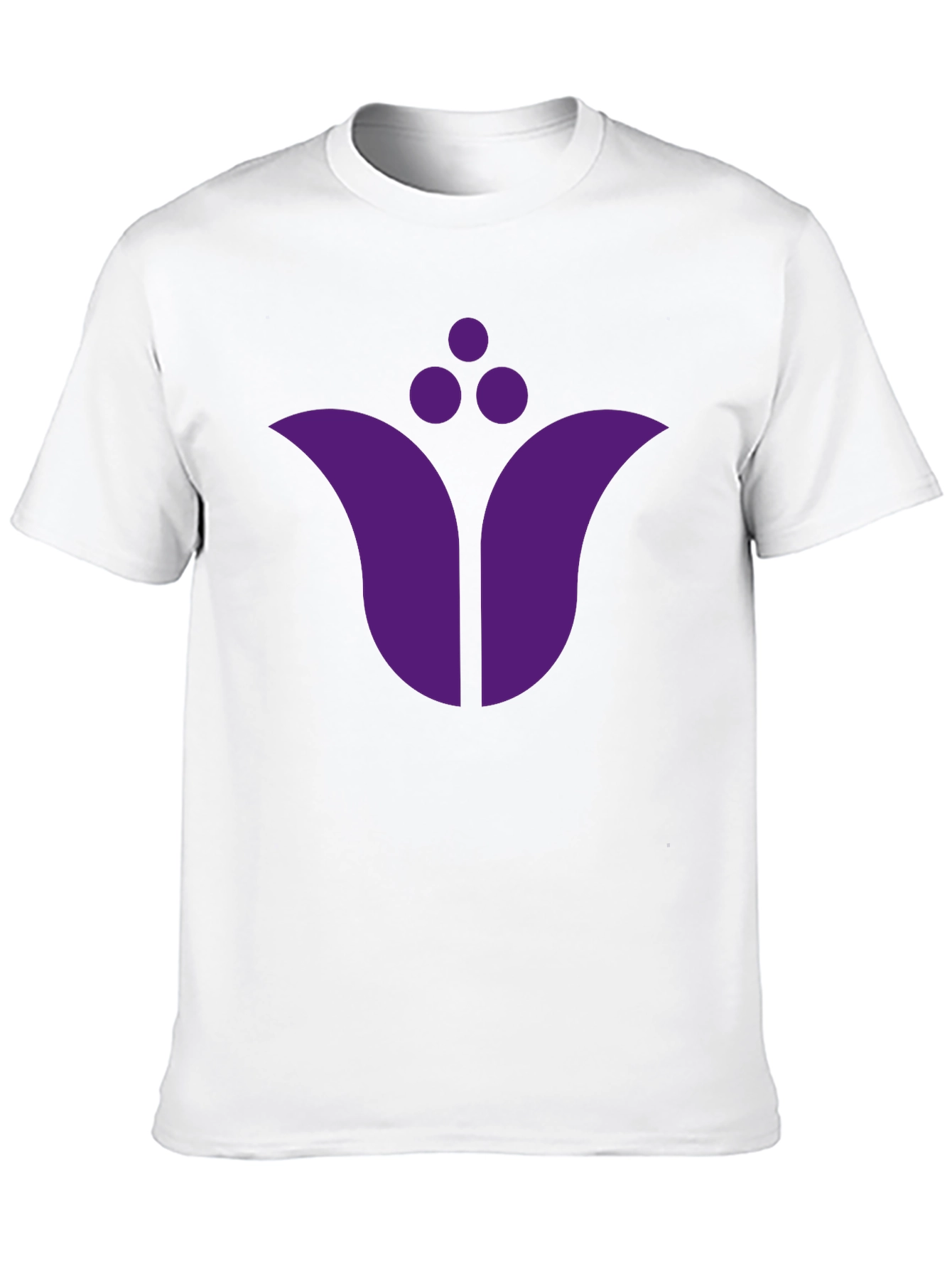 Black T-Shirt with Purple Floral Emblem