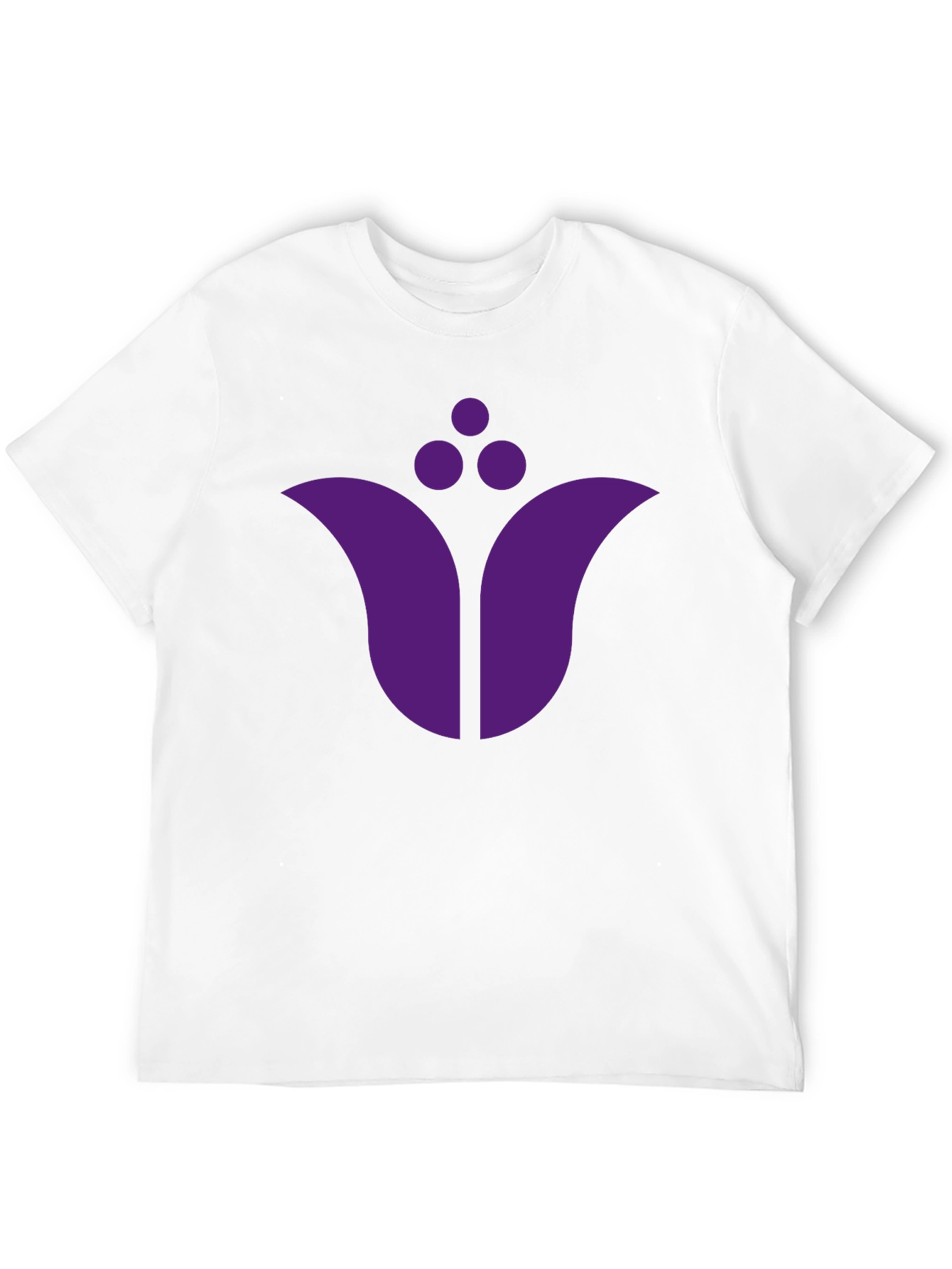 Black T-Shirt with Purple Floral Emblem
